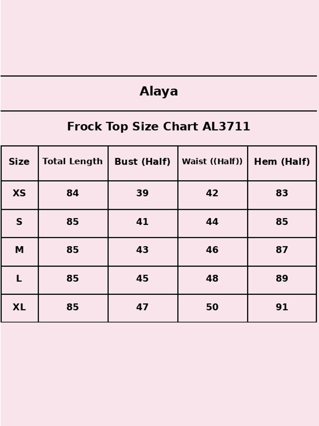 Size Chart - AL3711-BLACK