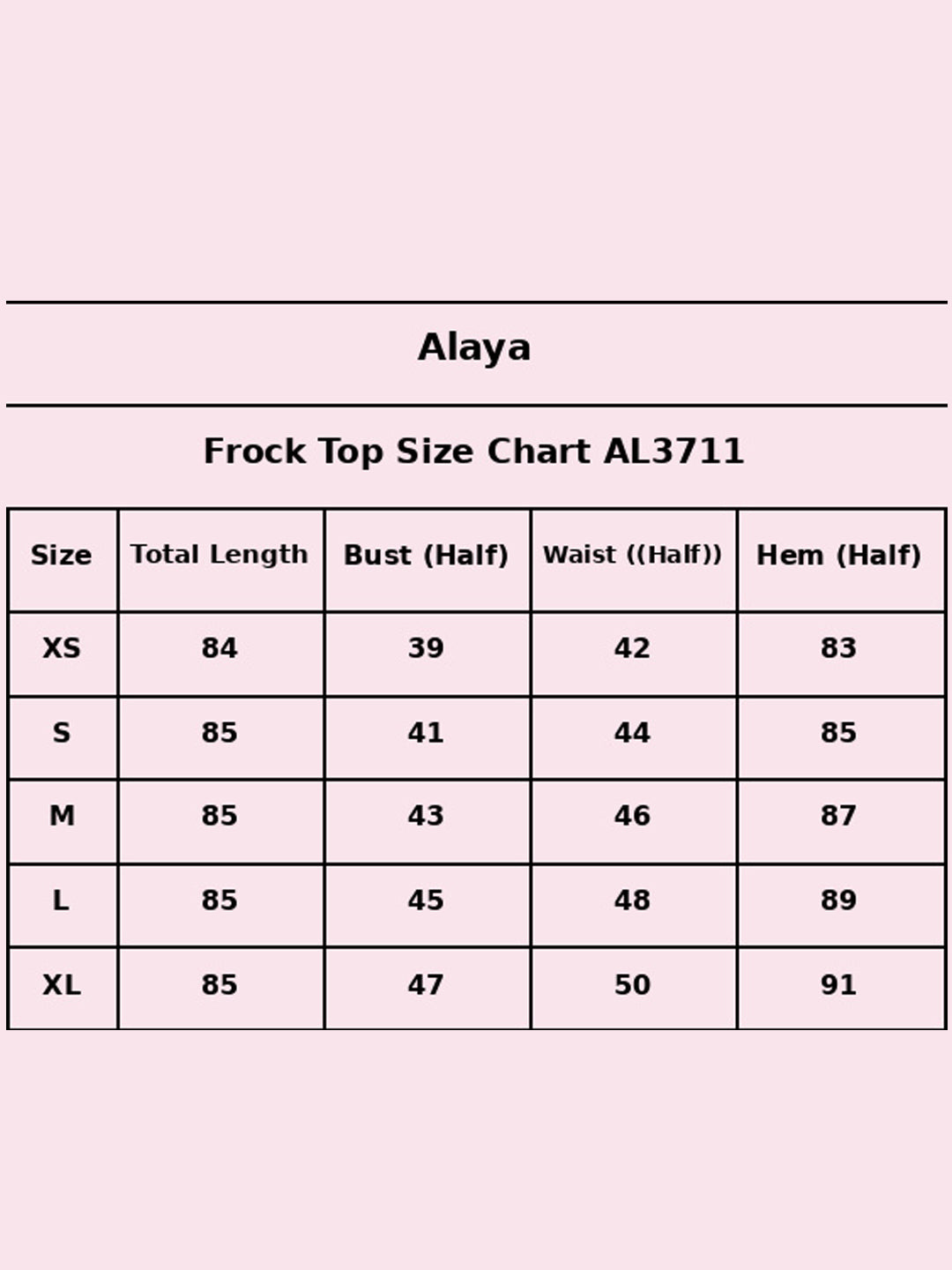 Size Chart - AL3711-PINK