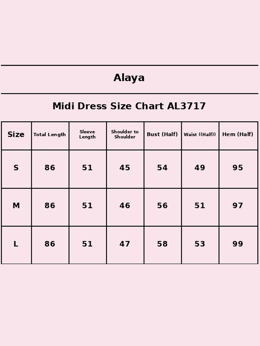 Size Chart - AL3717-WHITE