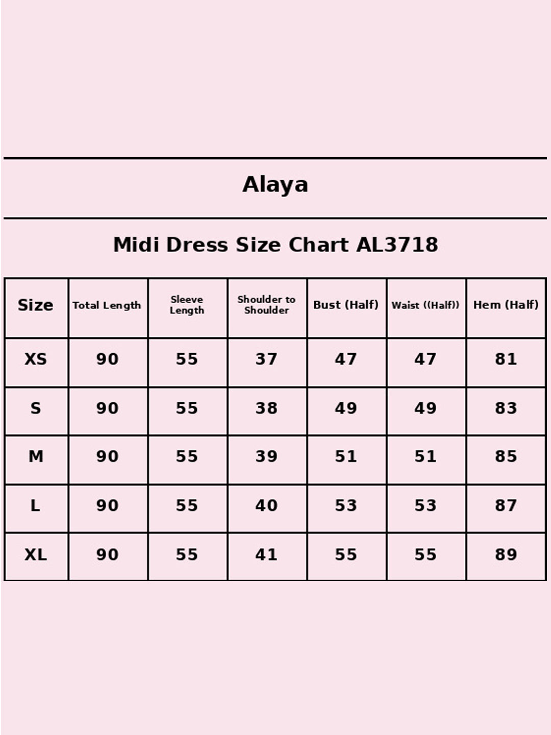 Size Chart - AL3718-WHITE