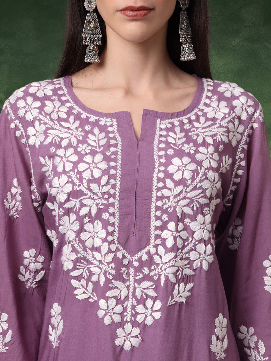 Hand Embroidered Chikankari Modal Kurta- AL4013