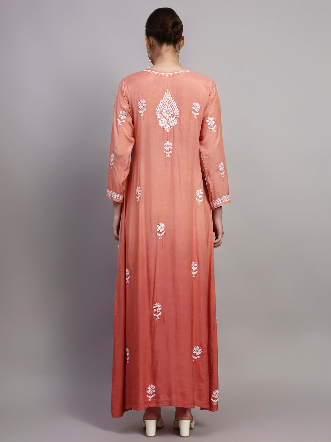 Hand Embroidered Chikankari Muslin Ombre Jalabiya-AL4110 New