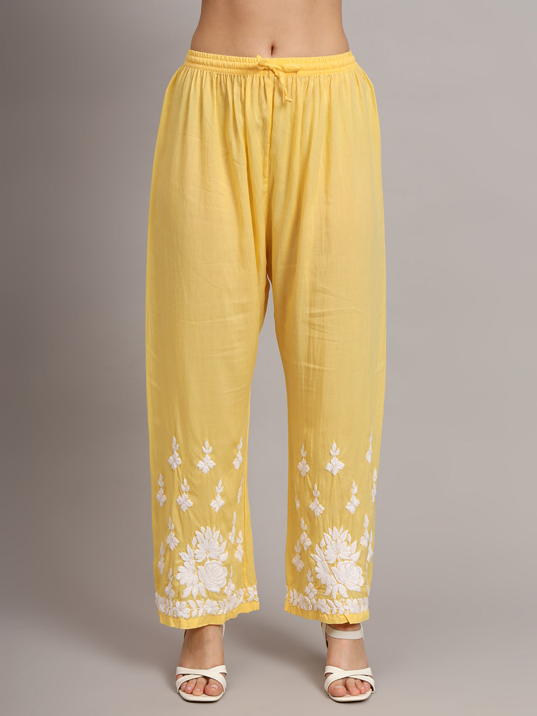 Women Hand Embroidered Chikankari Modal Kurta set-AL4049KS Yellow