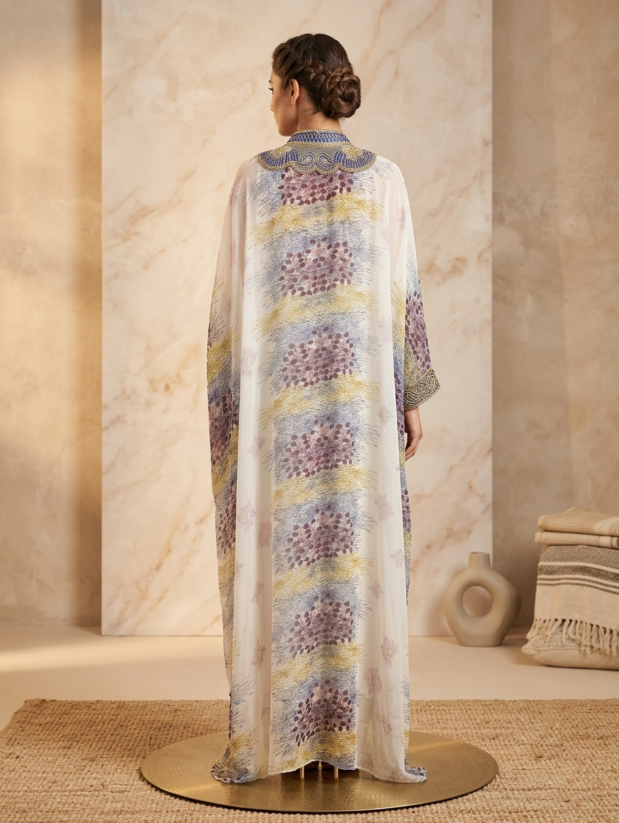 Women Floral Embroidered Chiffon Kaftan-AL3831