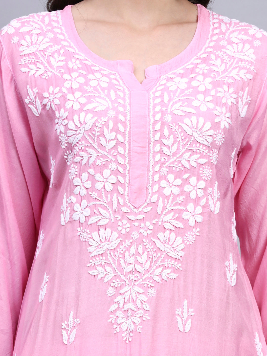 Women Hand Embroidered Chikankari Muslin Kurta Set-AL4114KS New