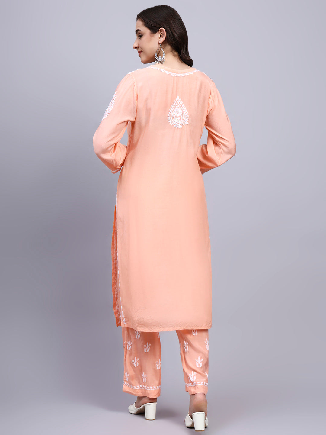 Women Hand Embroidered Chikankari Muslin Kurta Set-AL4114KS New