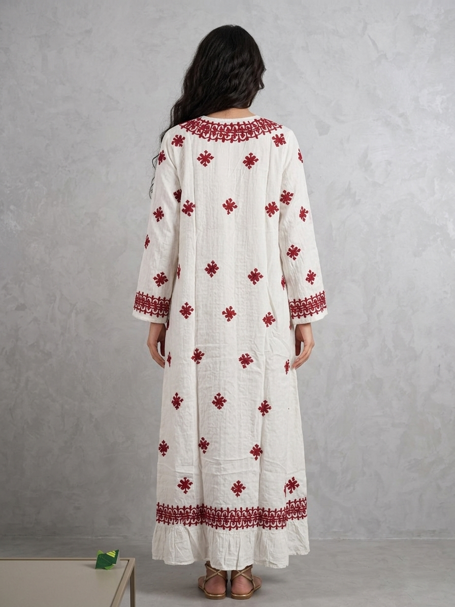 Hand Embroidered Chikankari Modal Jalabiya-AL3939