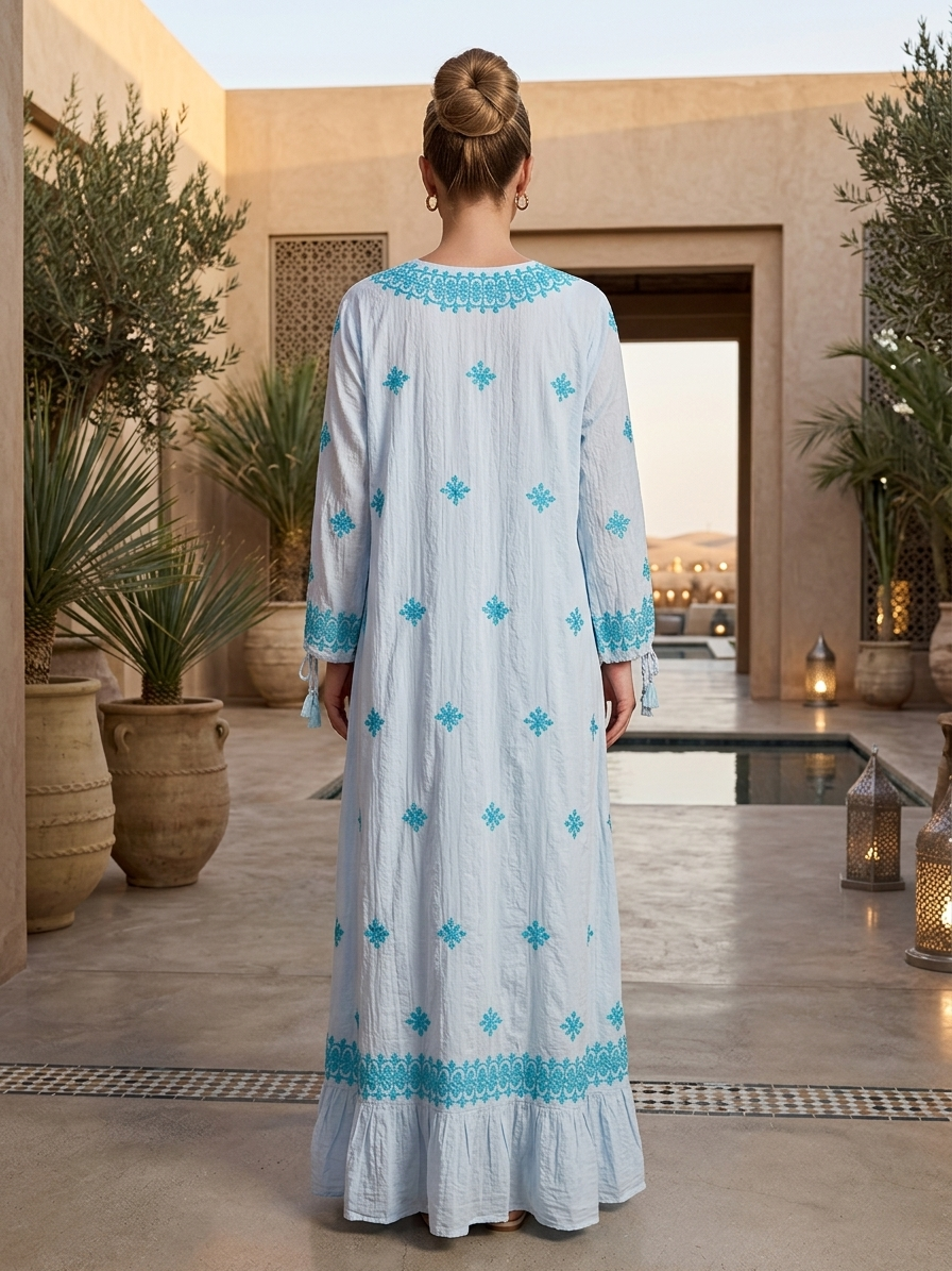 Hand Embroidered Chikankari Modal Jalabiya-AL3939