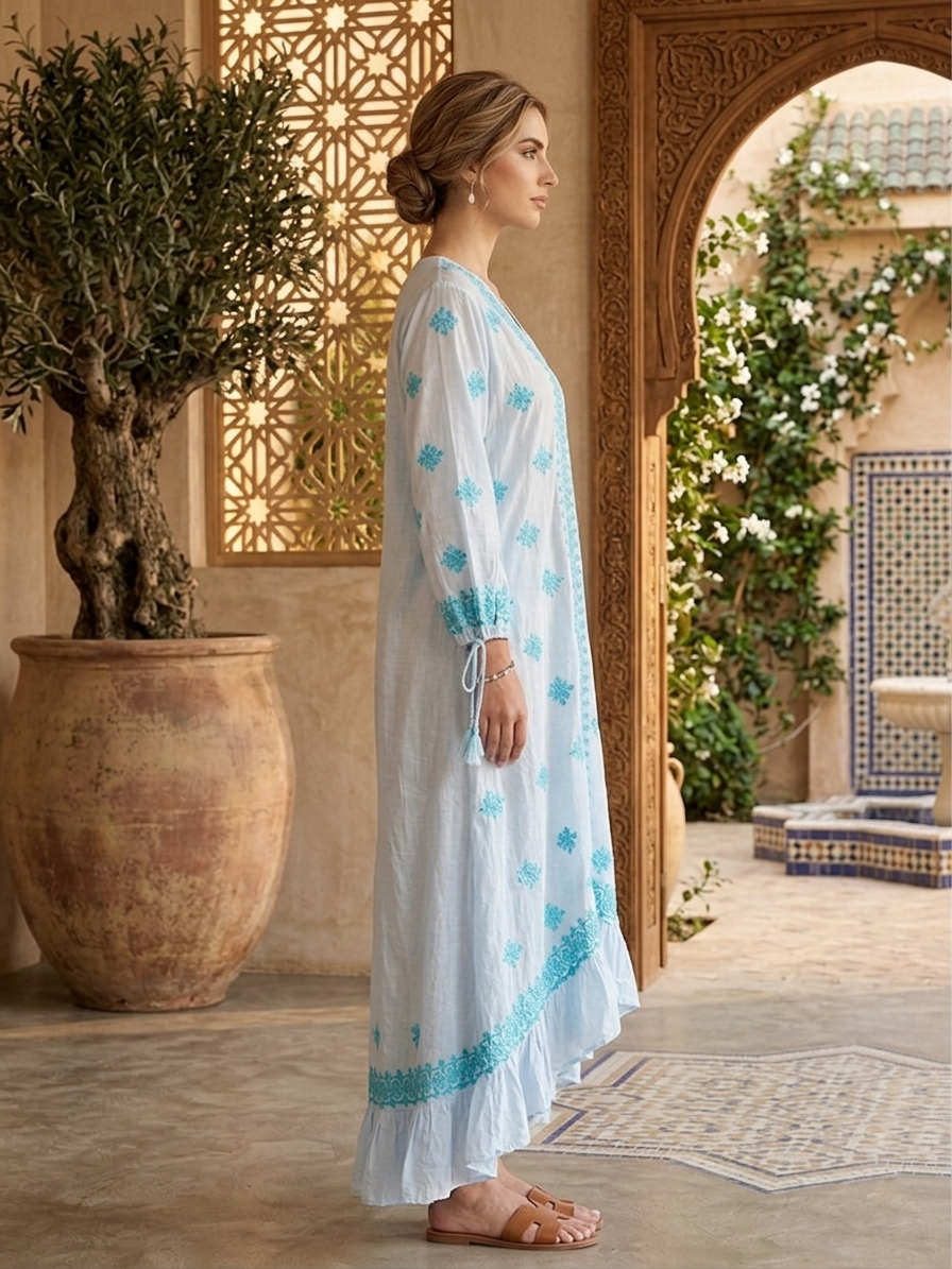 Hand Embroidered Chikankari Modal Jalabiya-AL3939