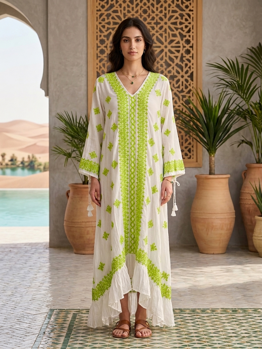 Hand Embroidered Chikankari Modal Jalabiya-AL3939