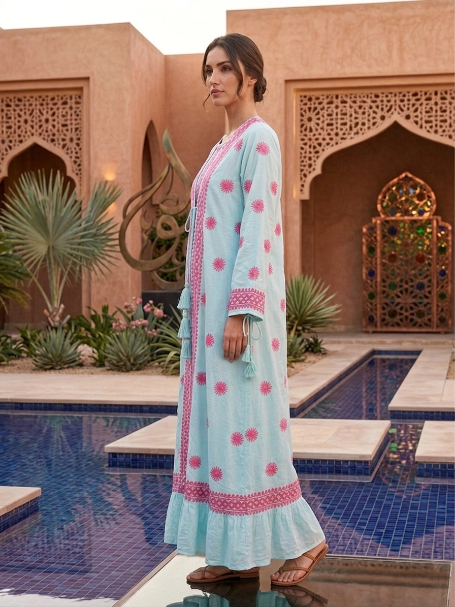 Hand Embroidered Chikankari Modal Kaftan-AL3605 NEW