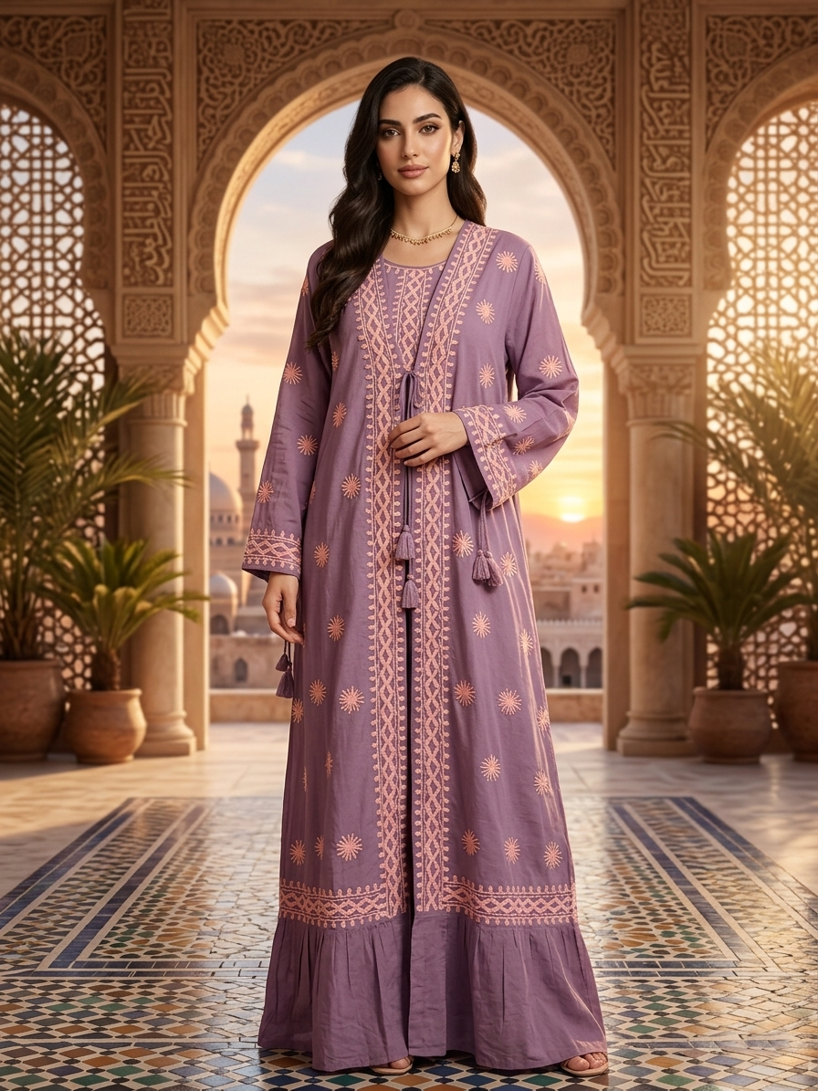 Hand Embroidered Chikankari Modal Kaftan-AL3605 NEW