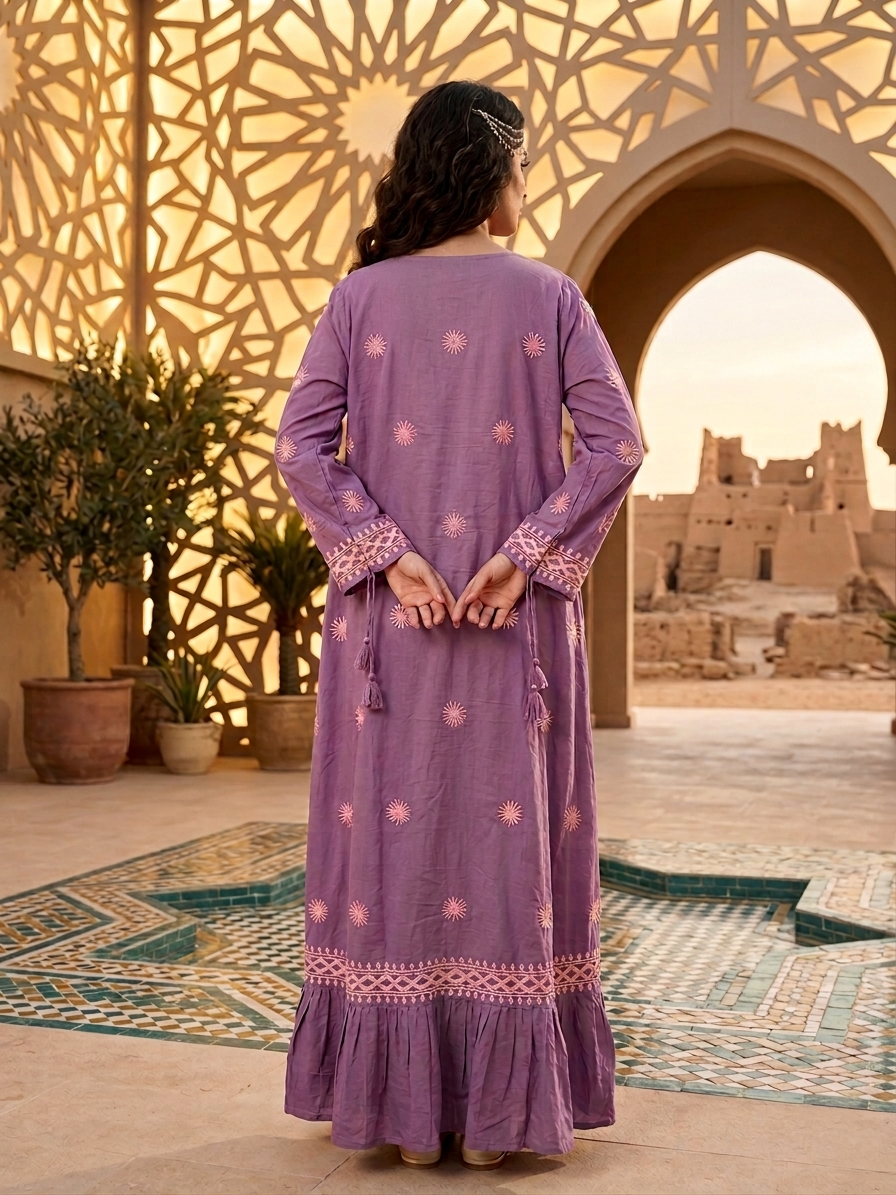Hand Embroidered Chikankari Modal Kaftan-AL3605 NEW