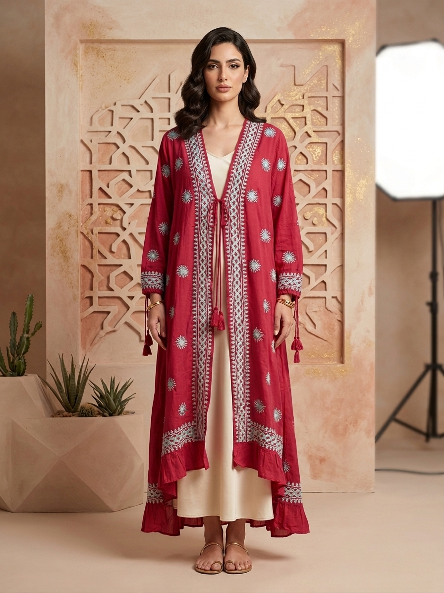 Hand Embroidered Chikankari Modal Overcoat/dress-AL3880