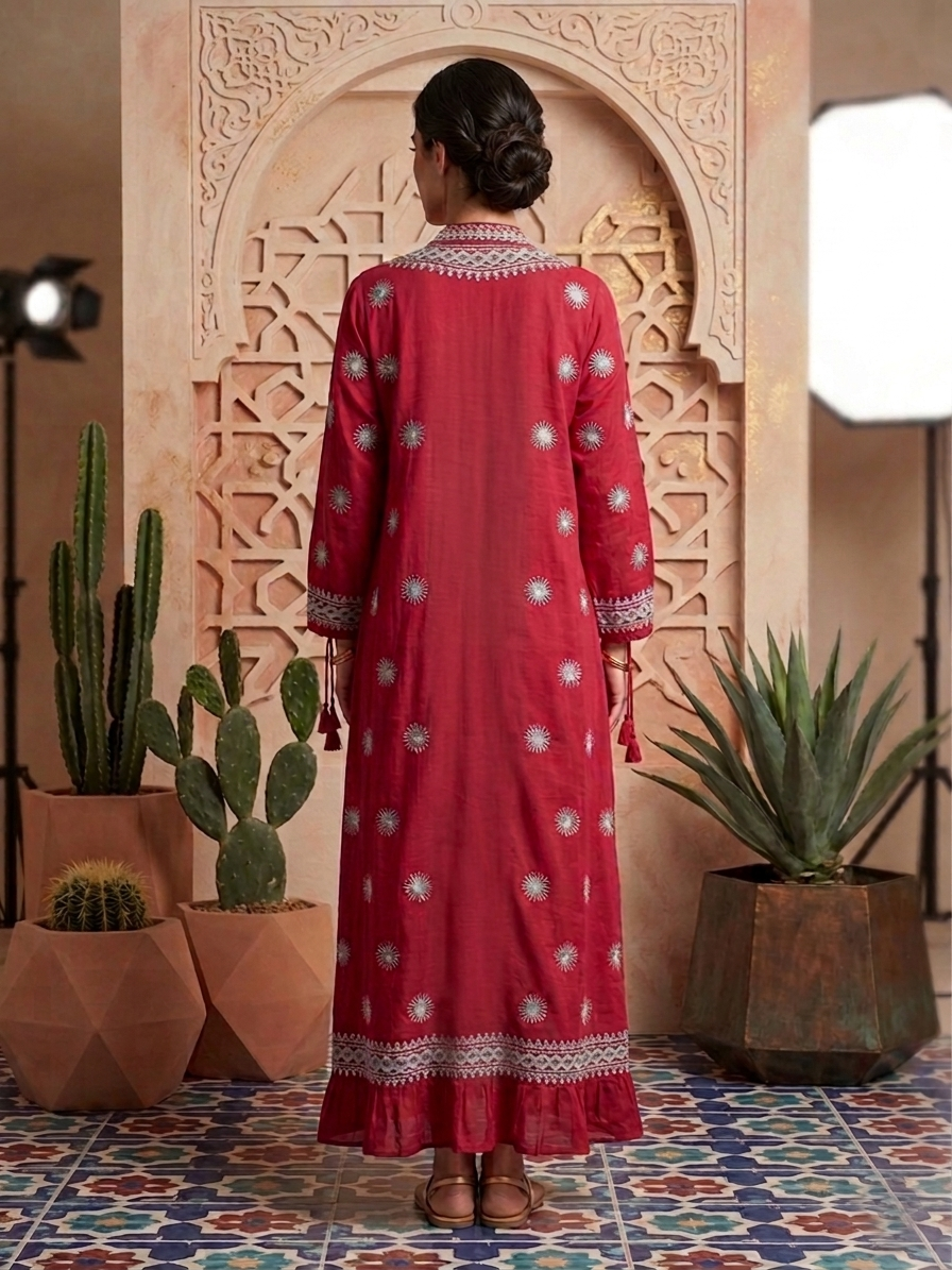 Hand Embroidered Chikankari Modal Overcoat/dress-AL3880