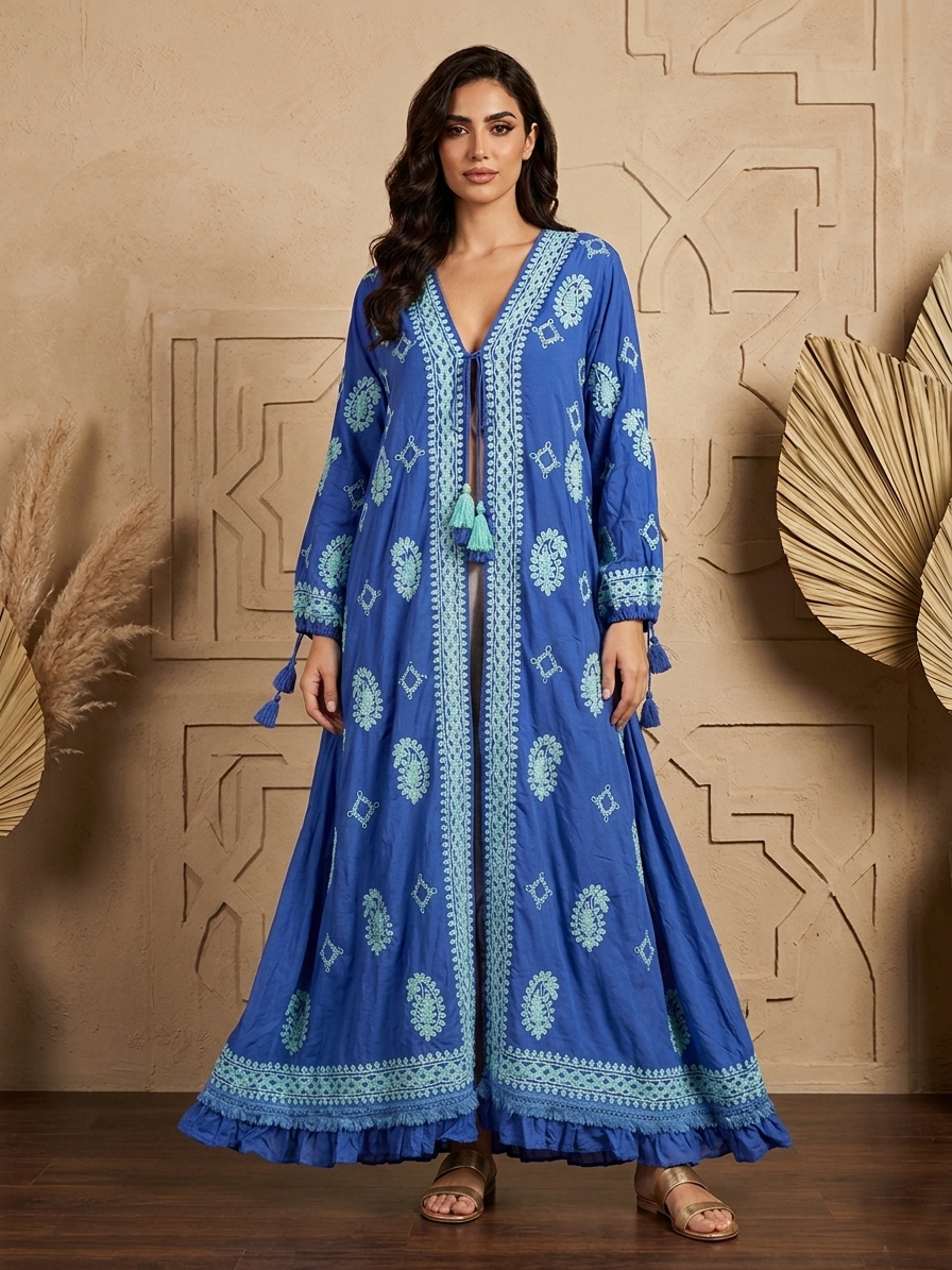 Hand Embroidered Chikankari Modal Overcoat/dress-AL3880