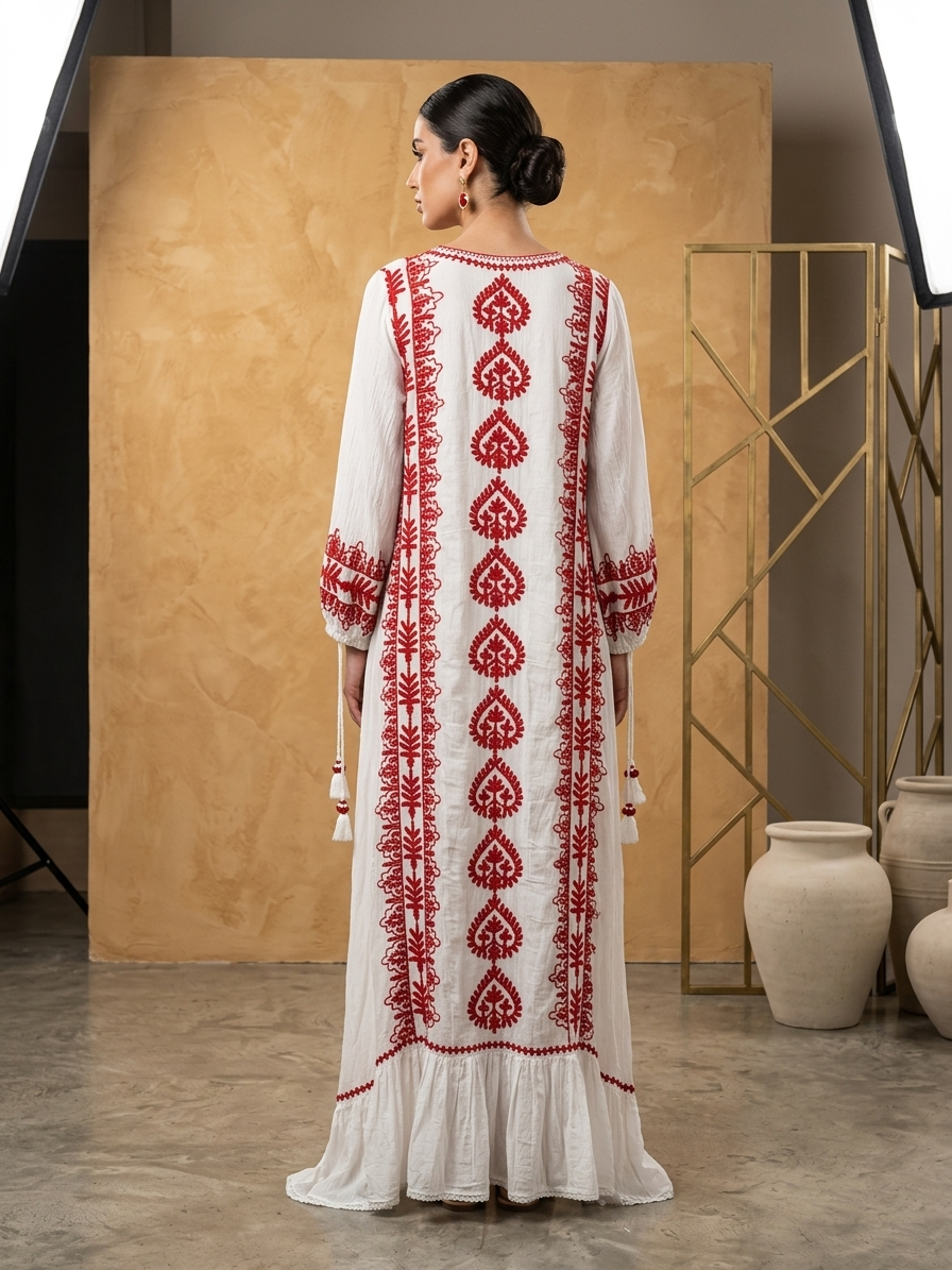 Hand Embroidered Chikankari Modal Jalabiya-AL3938