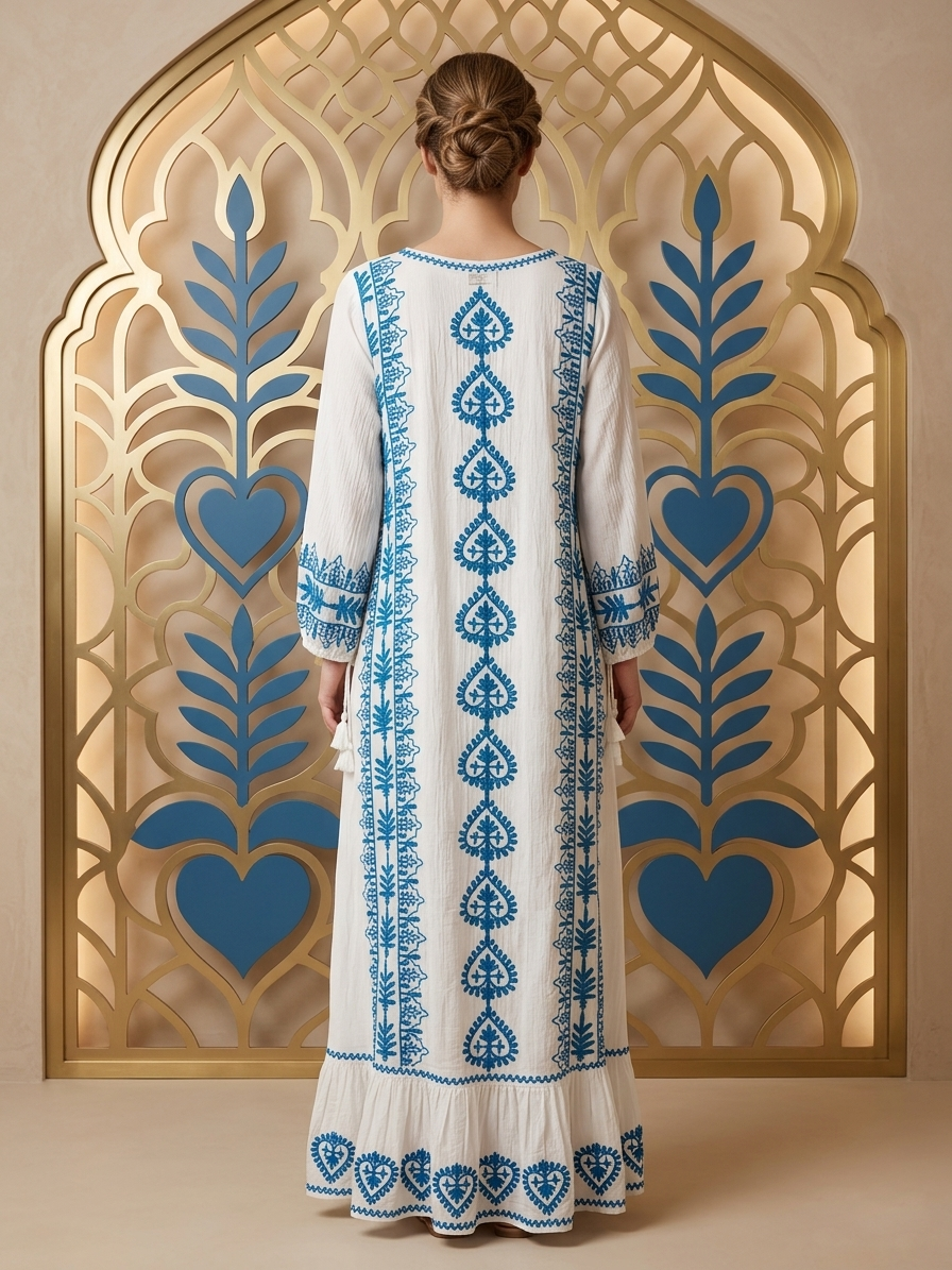 Hand Embroidered Chikankari Modal Jalabiya-AL3938