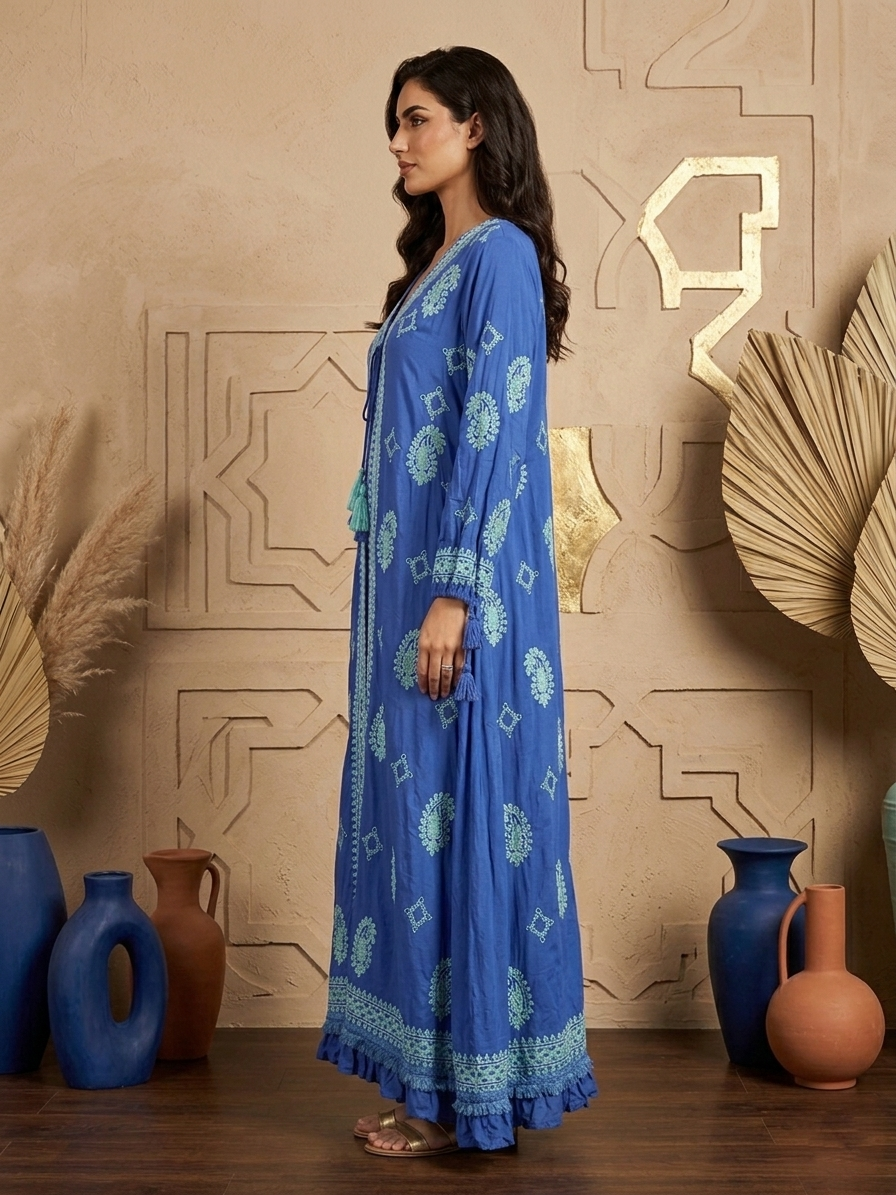 Hand Embroidered Chikankari Modal Overcoat/dress-AL3880