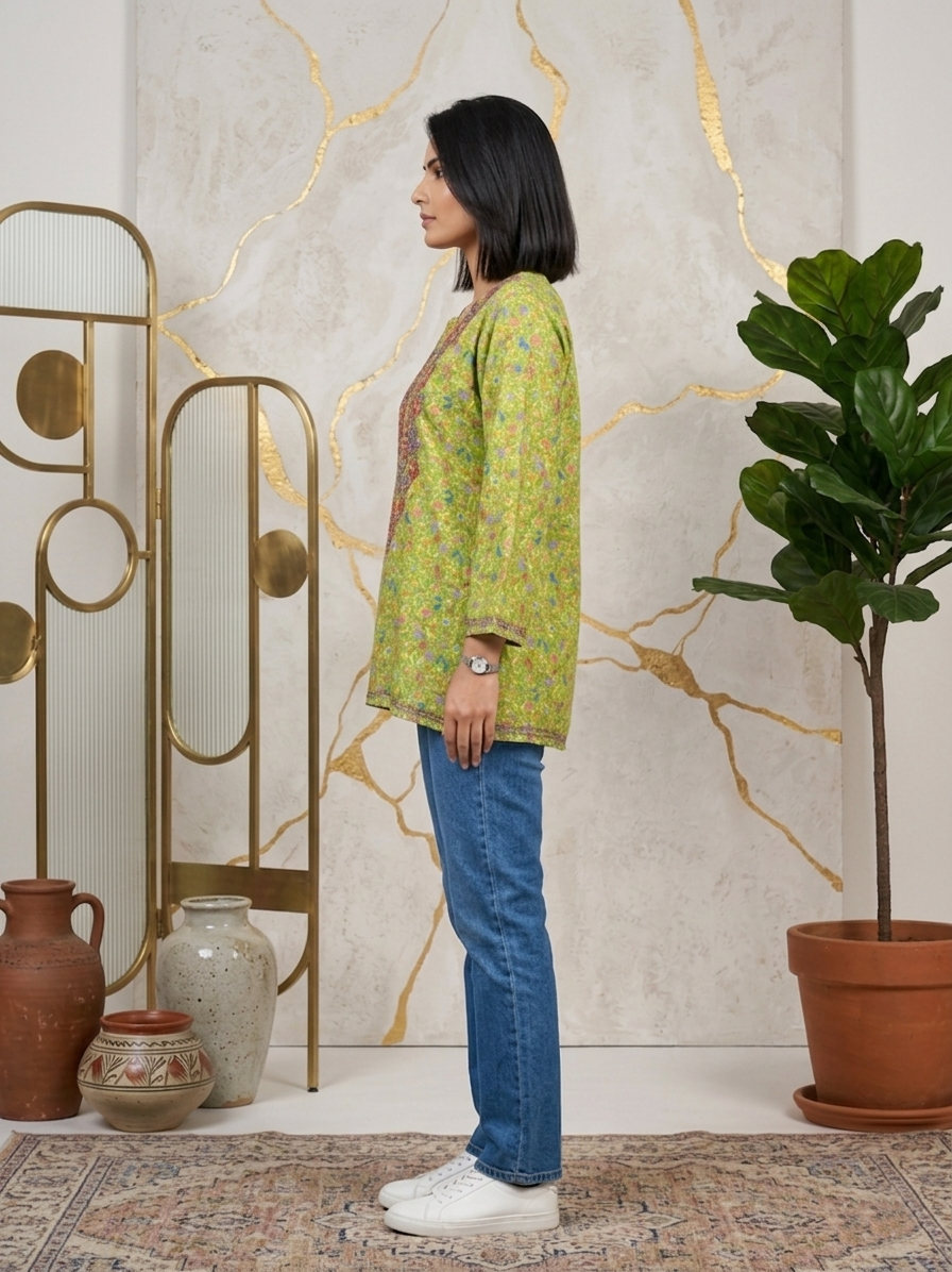 Hand Embroidered Chikankari Crepe Kurti-ALFCRK115