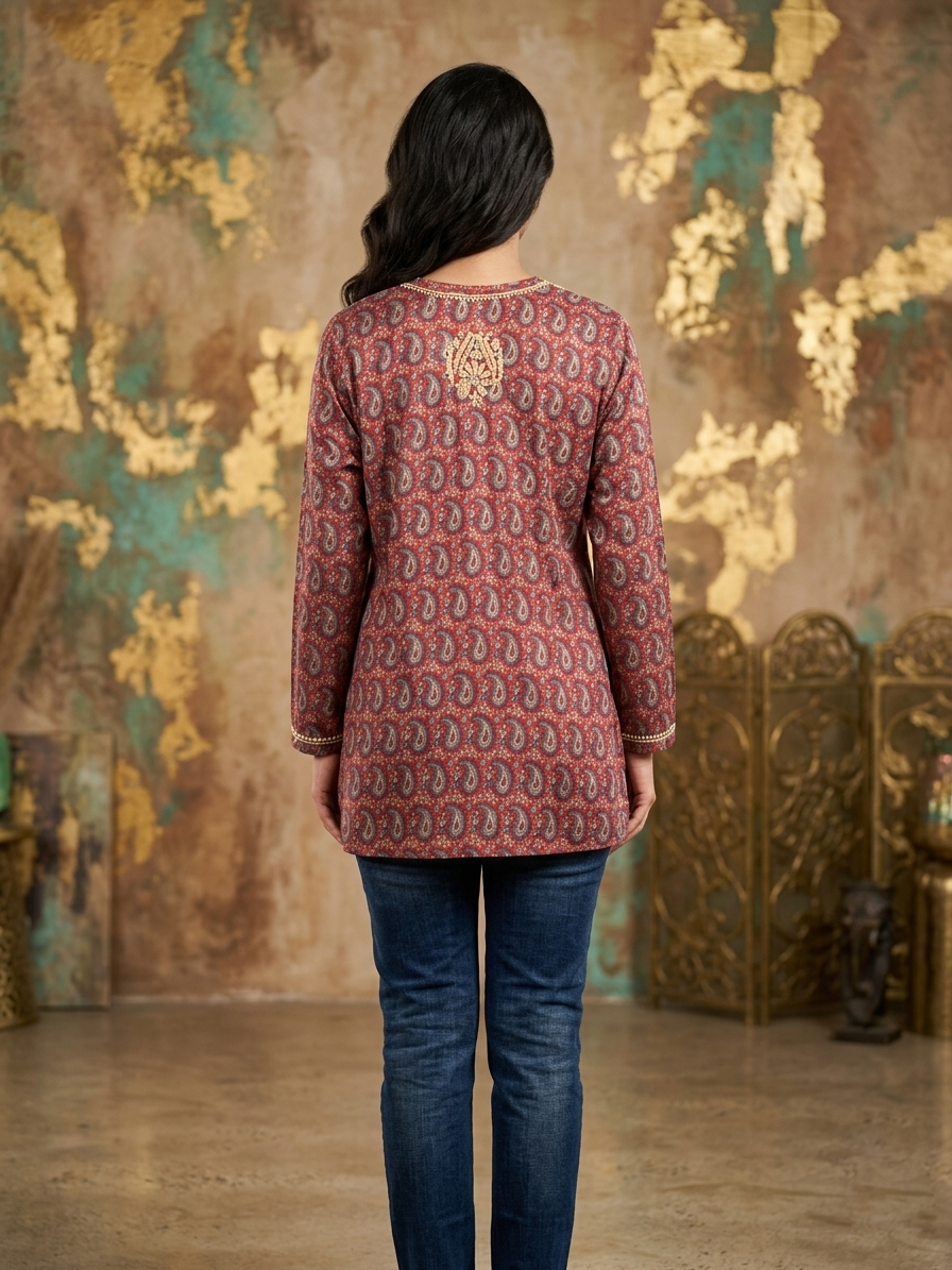 Hand Embroidered Chikankari Crepe Kurti-ALFCRK115
