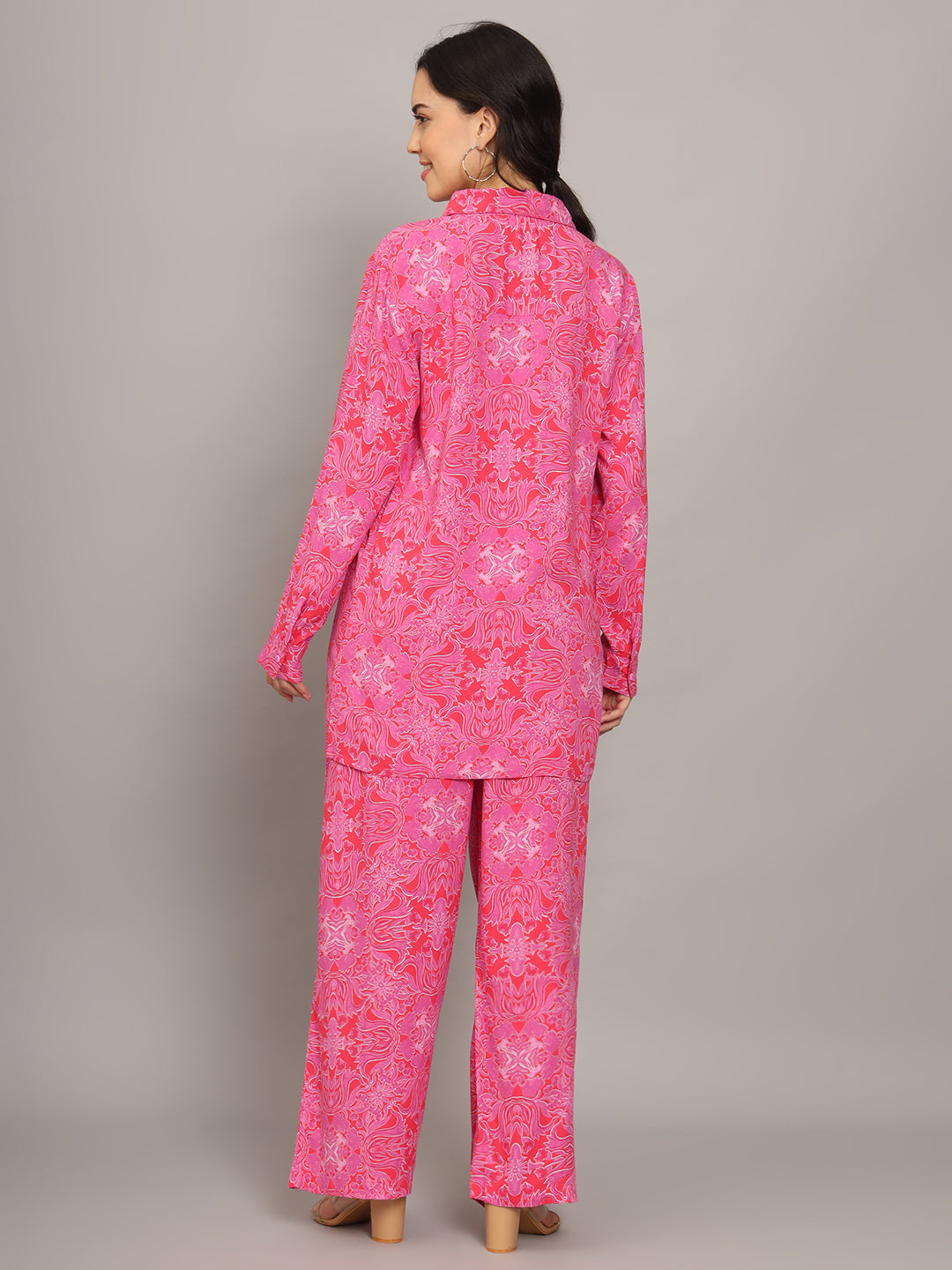 Printed Rayon Co-Ord Set for Women-AL4001 Blue