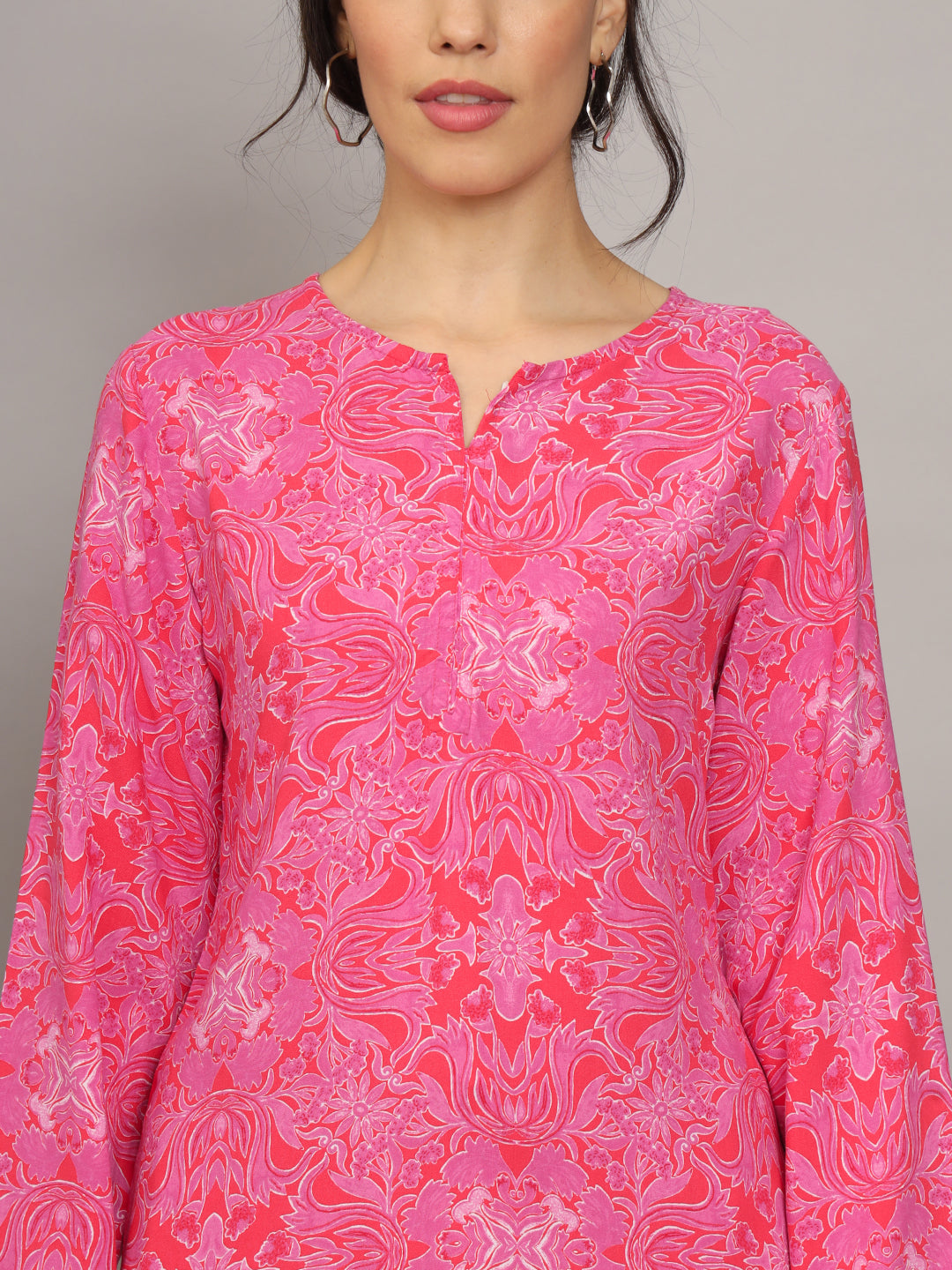 Printed Rayon Co-Ord Set for Women-AL4000 Pink