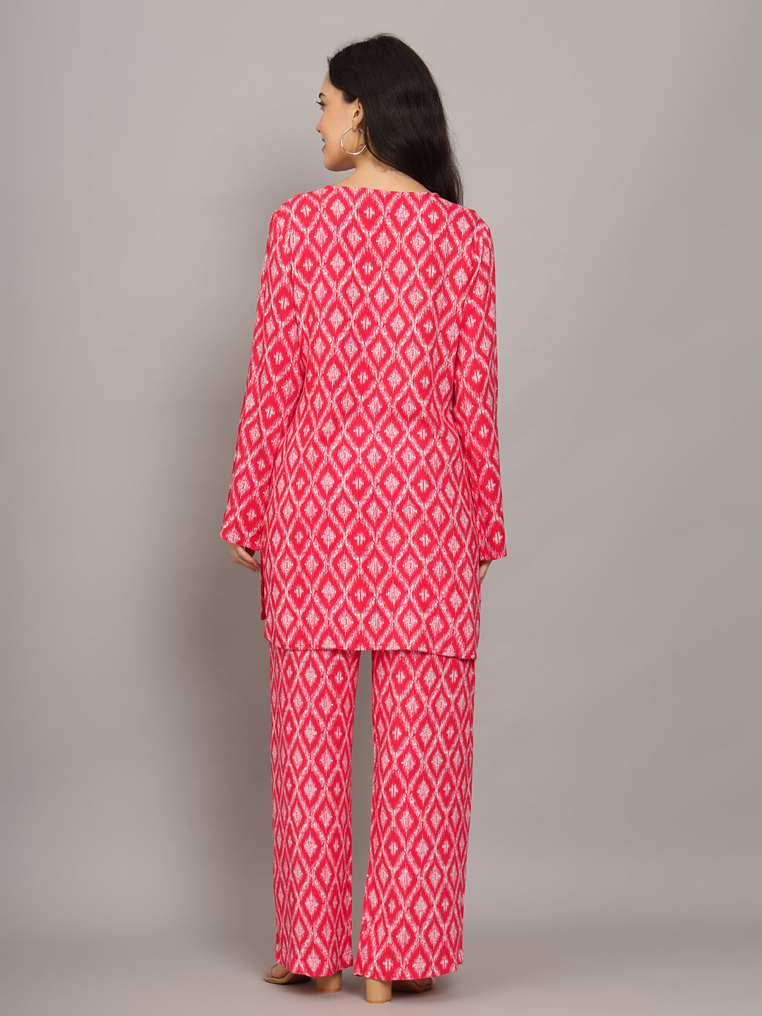 Printed Rayon Co-Ord Set for Women-AL4000 Red