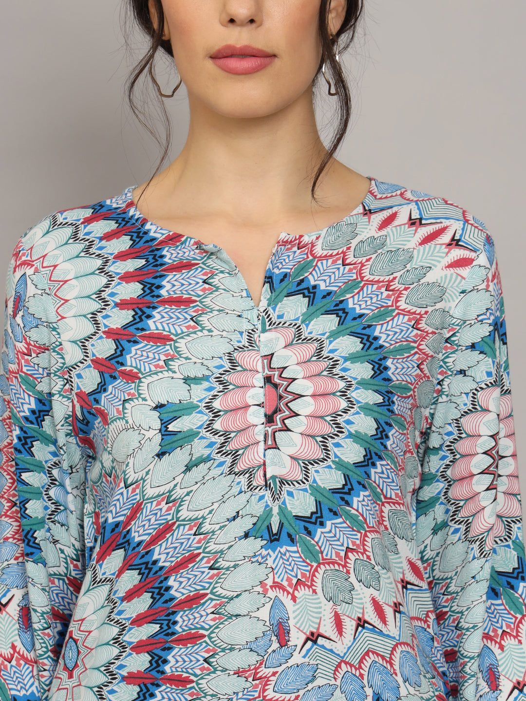 Printed Rayon Co-Ord Set for Women-AL4000 Blue