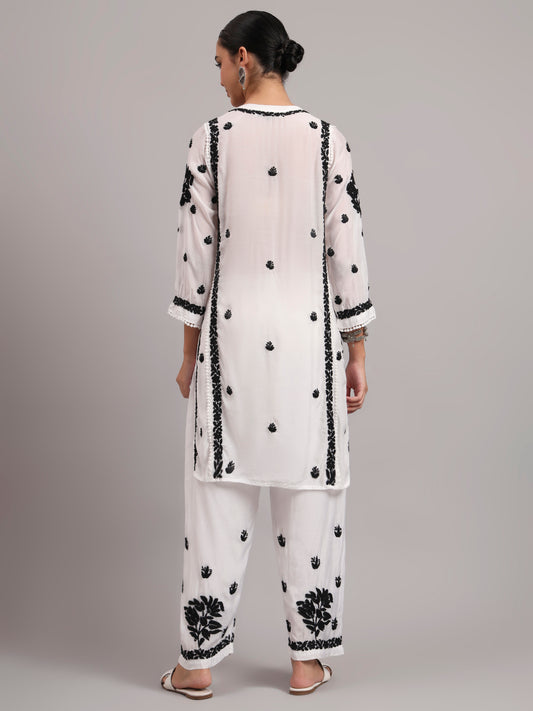 Women Hand Embroidered Chikankari Muslin Kurta Set-AL4080KS