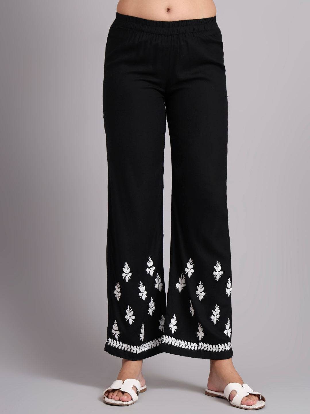 Women Hand Embroidered Lucknowi Chikankari Rayon Kurta Set-AL4078KS Black
