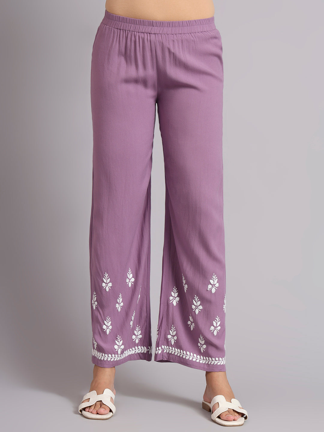 Women Hand Embroidered Lucknowi Chikankari Rayon Kurta Set-AL4078KS Mauve