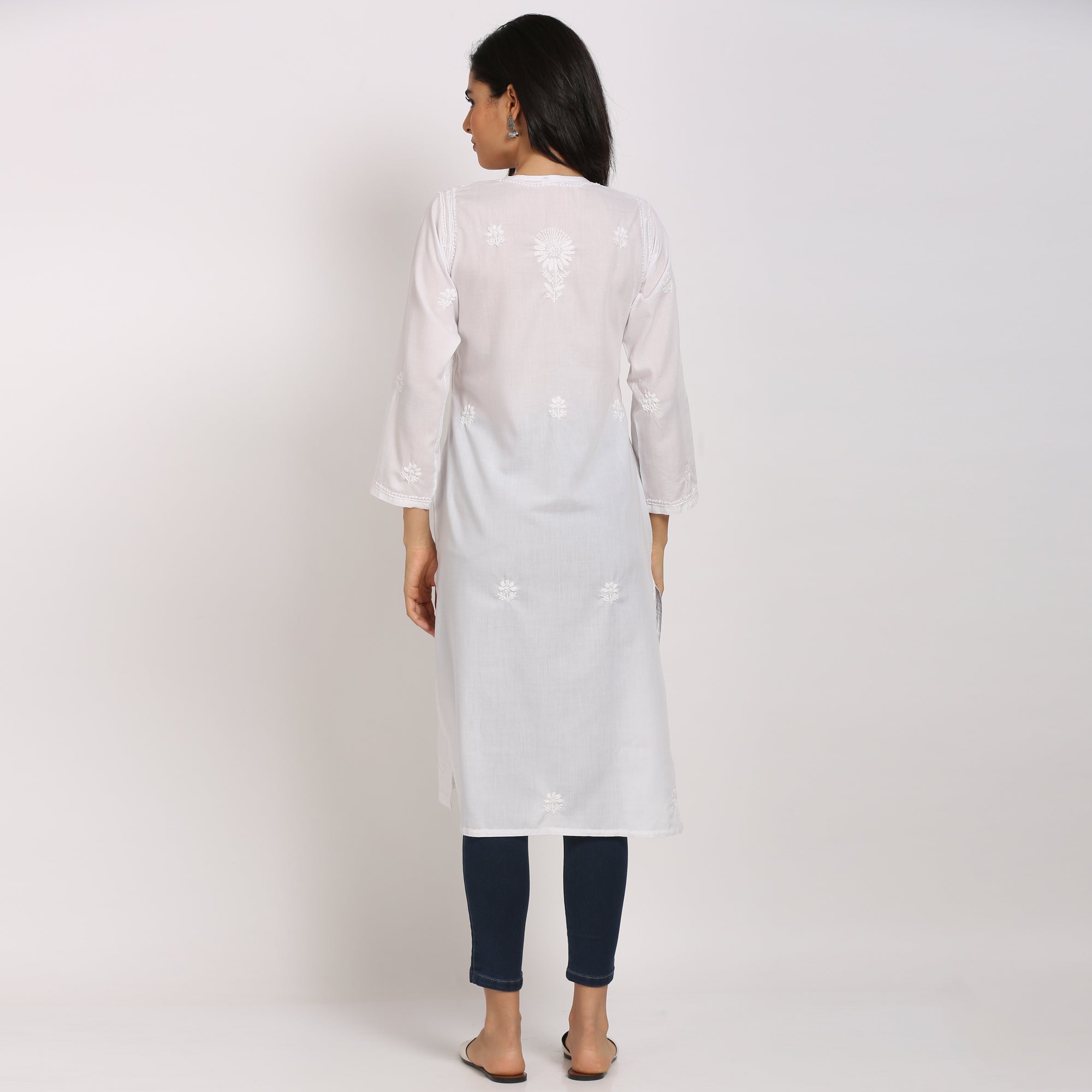 Hand Embroidered Chikankari Cotton Kurta-ALNTV115 New