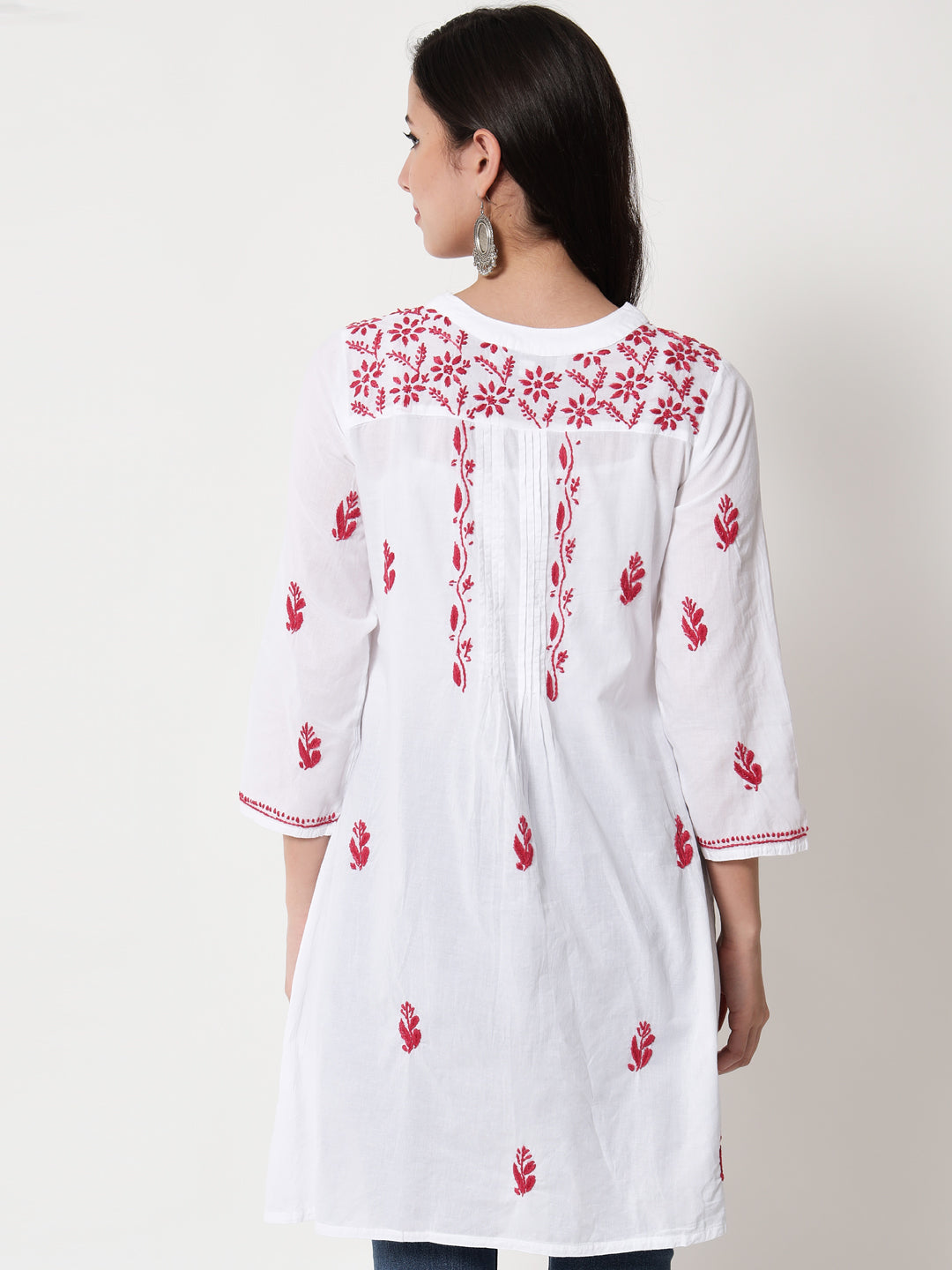 Hand Embroidered Chikankari Cotton A-Line Tunic-AL1958L