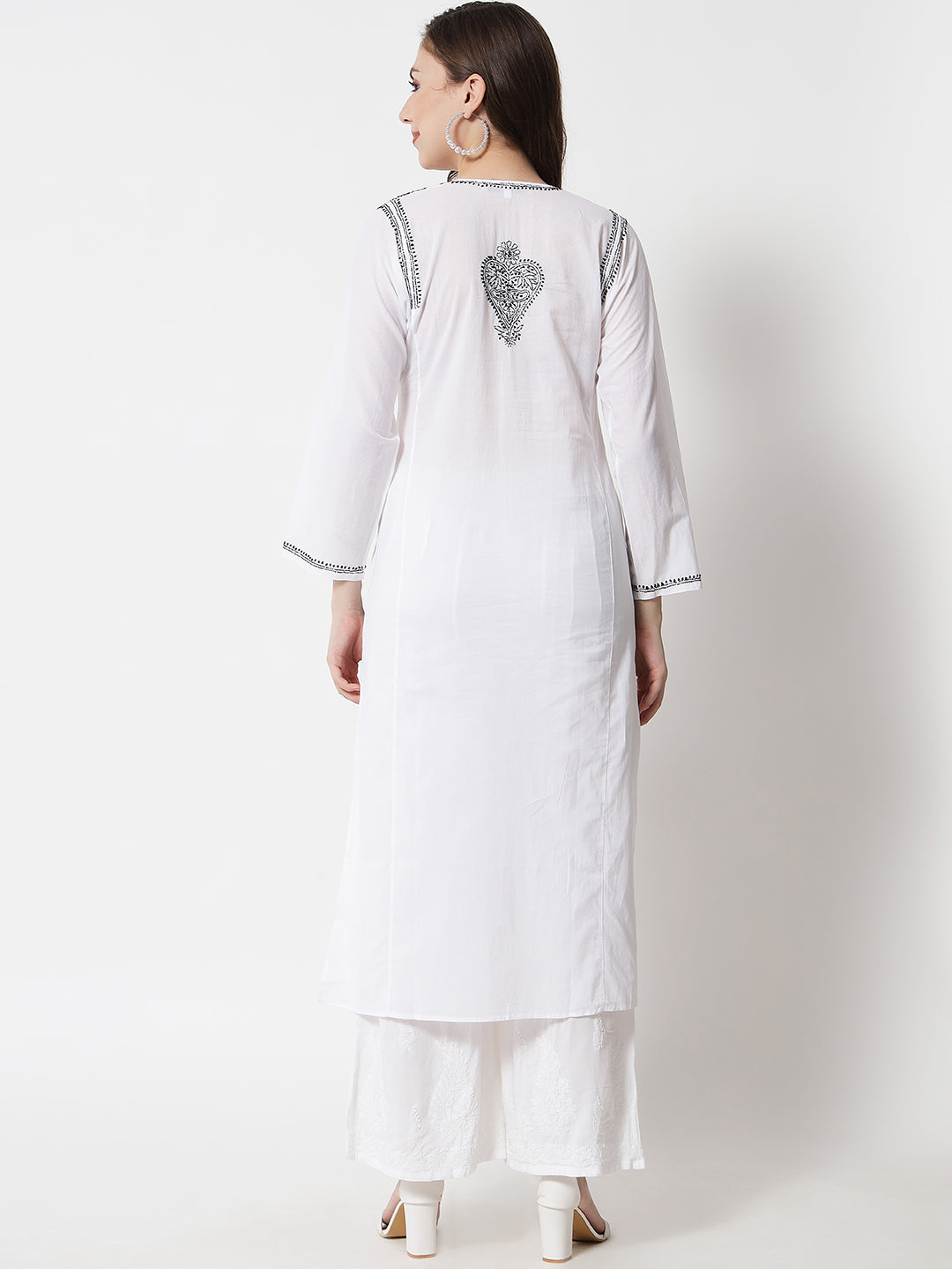 Women Hand Embroidered Chikankari Cotton Kurta-AL3469 New