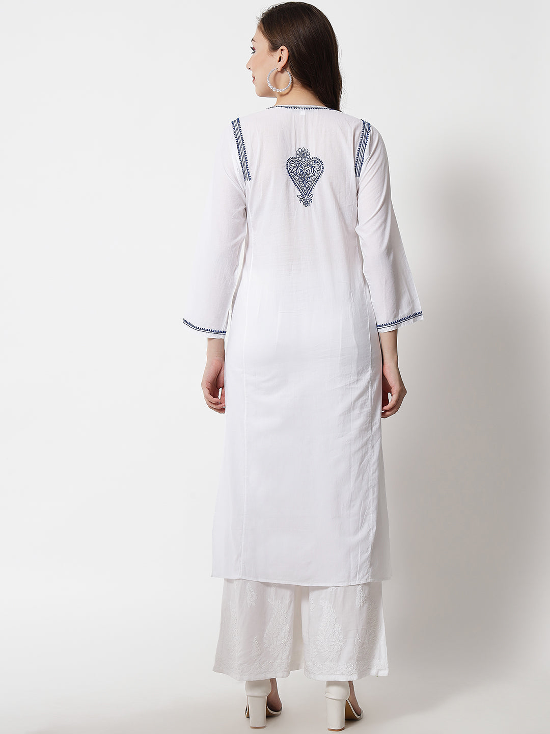 Women Hand Embroidered Chikankari Cotton Kurta-AL3469 New