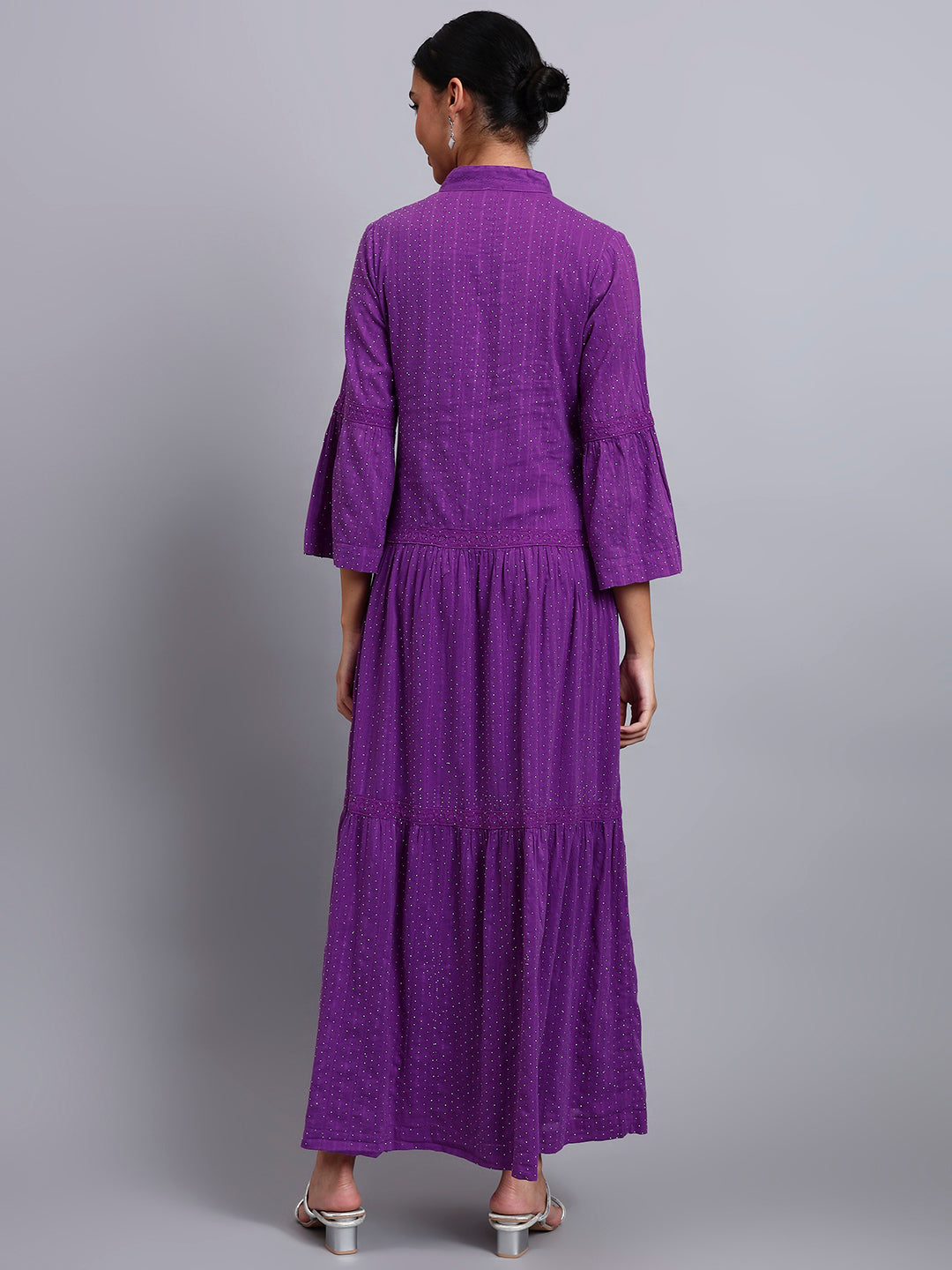 Women's Cotton Jalabiya with Mirror Work-AL4051 Purple