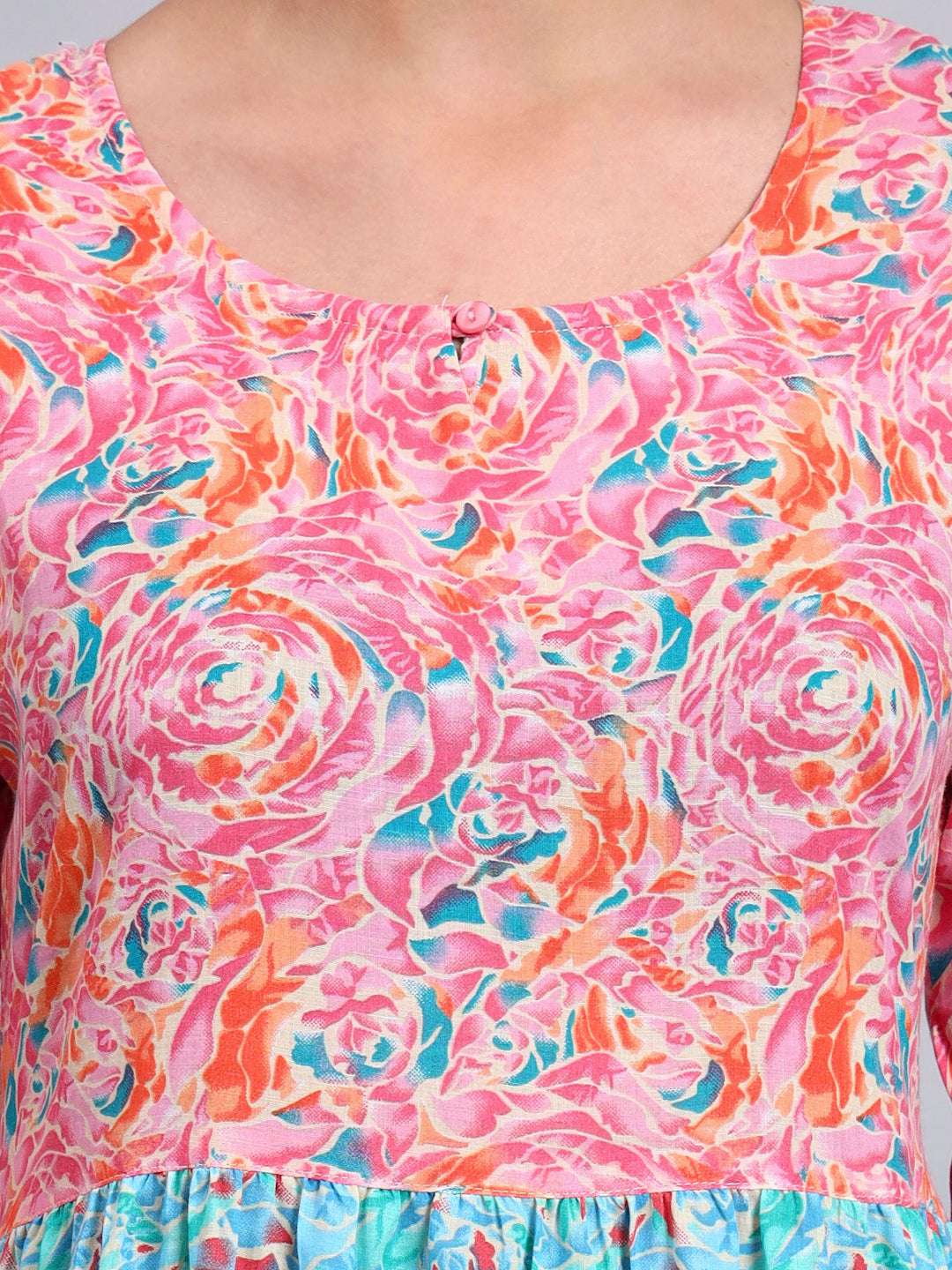 Women Printed Multicolor Cotton Jalabiya-AL4040