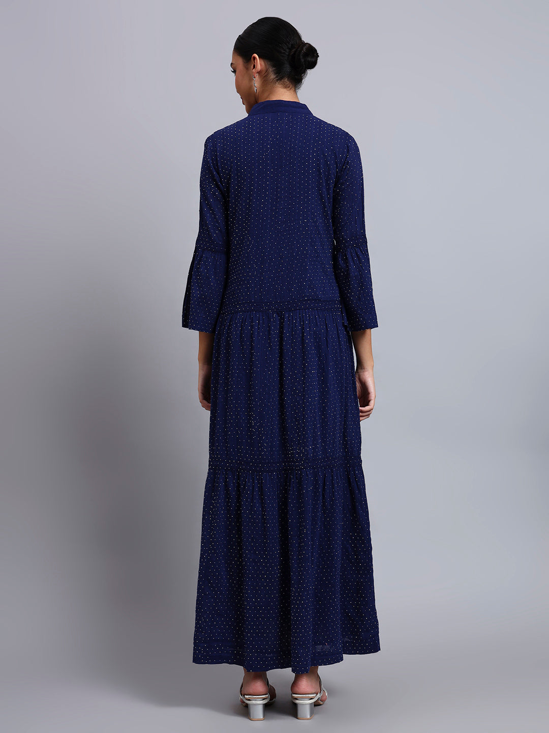 Women's Cotton Jalabiya with Mirror Work-AL4051 Navy