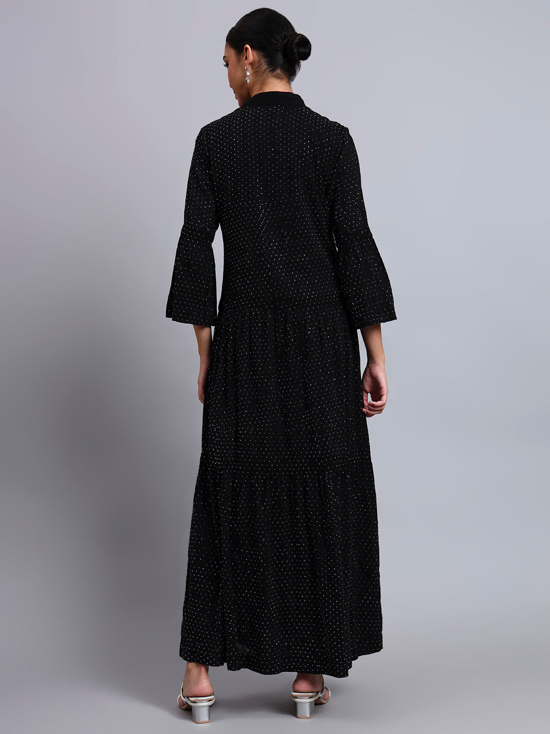 Women's Cotton Jalabiya with Mirror Work-AL4051 Black