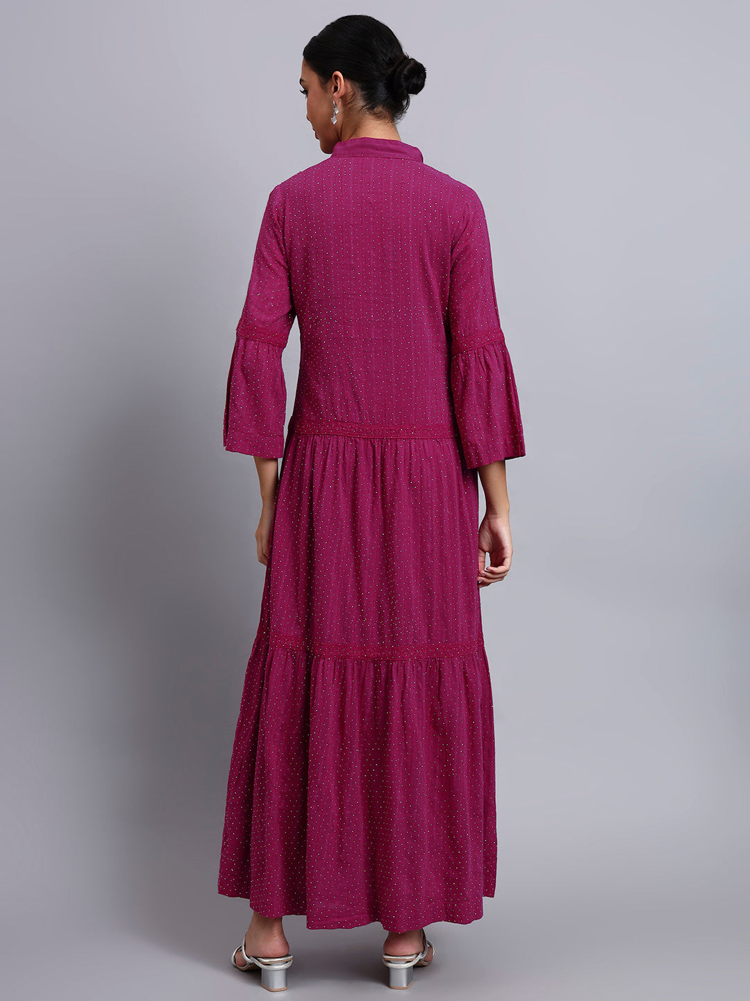 Women's Cotton Jalabiya with Mirror Work-AL4051 Magenta