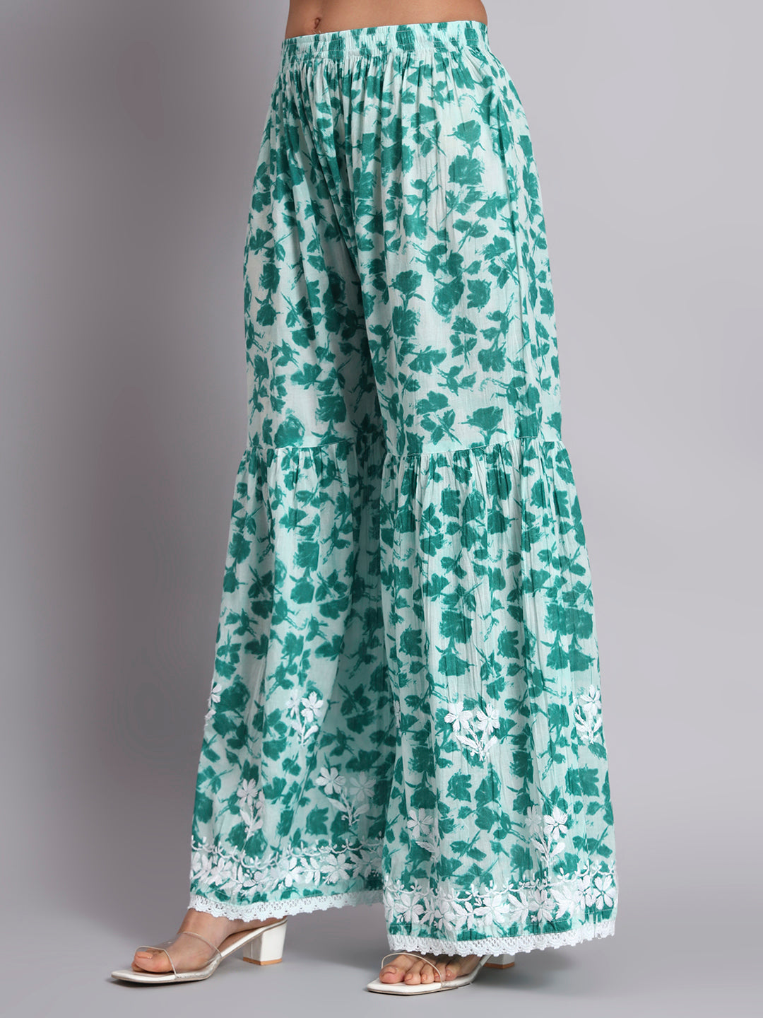 Women Hand Embroidered Chikankari Cotton Kurta Set-AL4099KS Rama Green
