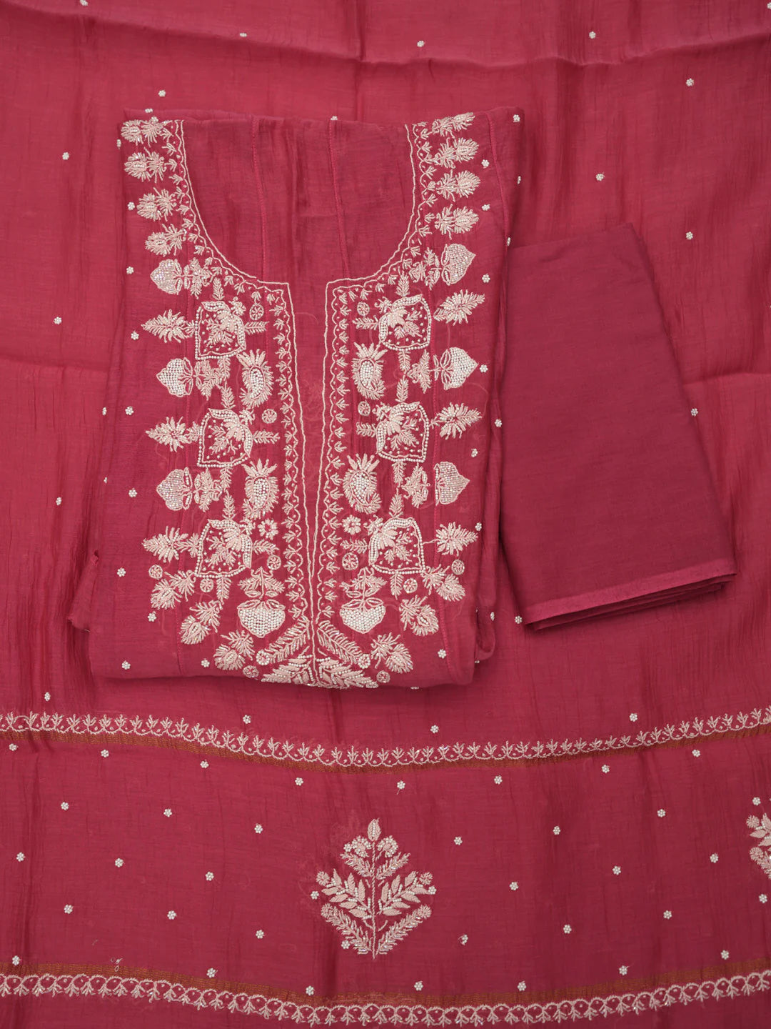 Unstitched Kurta Dupatta Bottom Set
