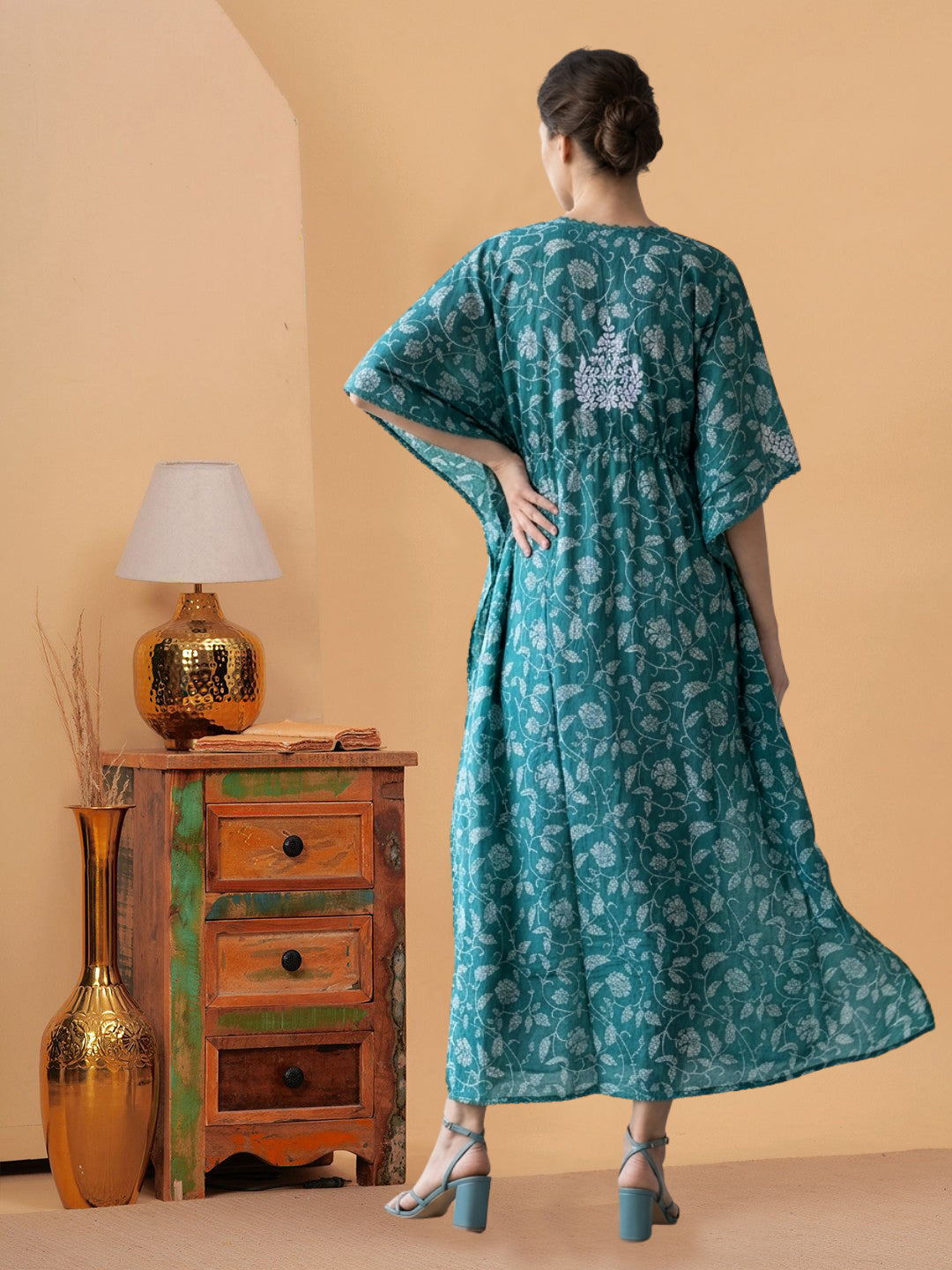 Women Embroidered Cotton Kaftan-AL3700C