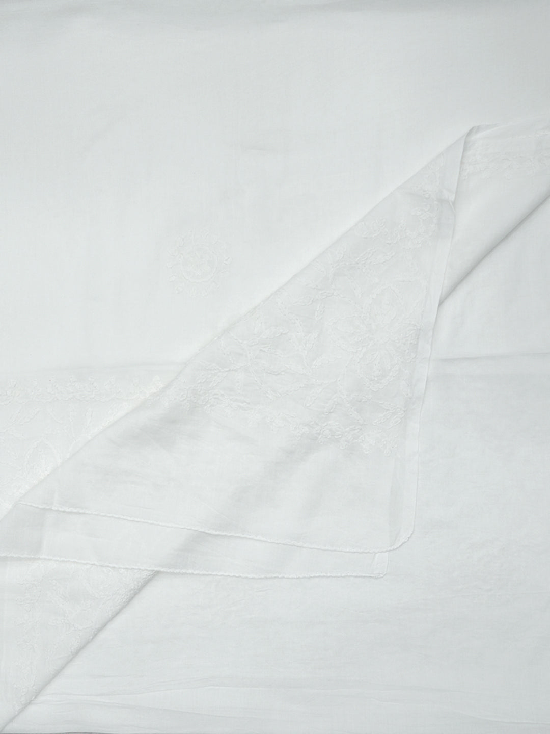 Women Hand Embroidered Mulmul Cotton Chikankari Dupatta-AL4092