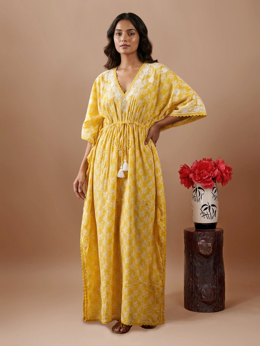 Women Embroidered Cotton Kaftan-AL3700A