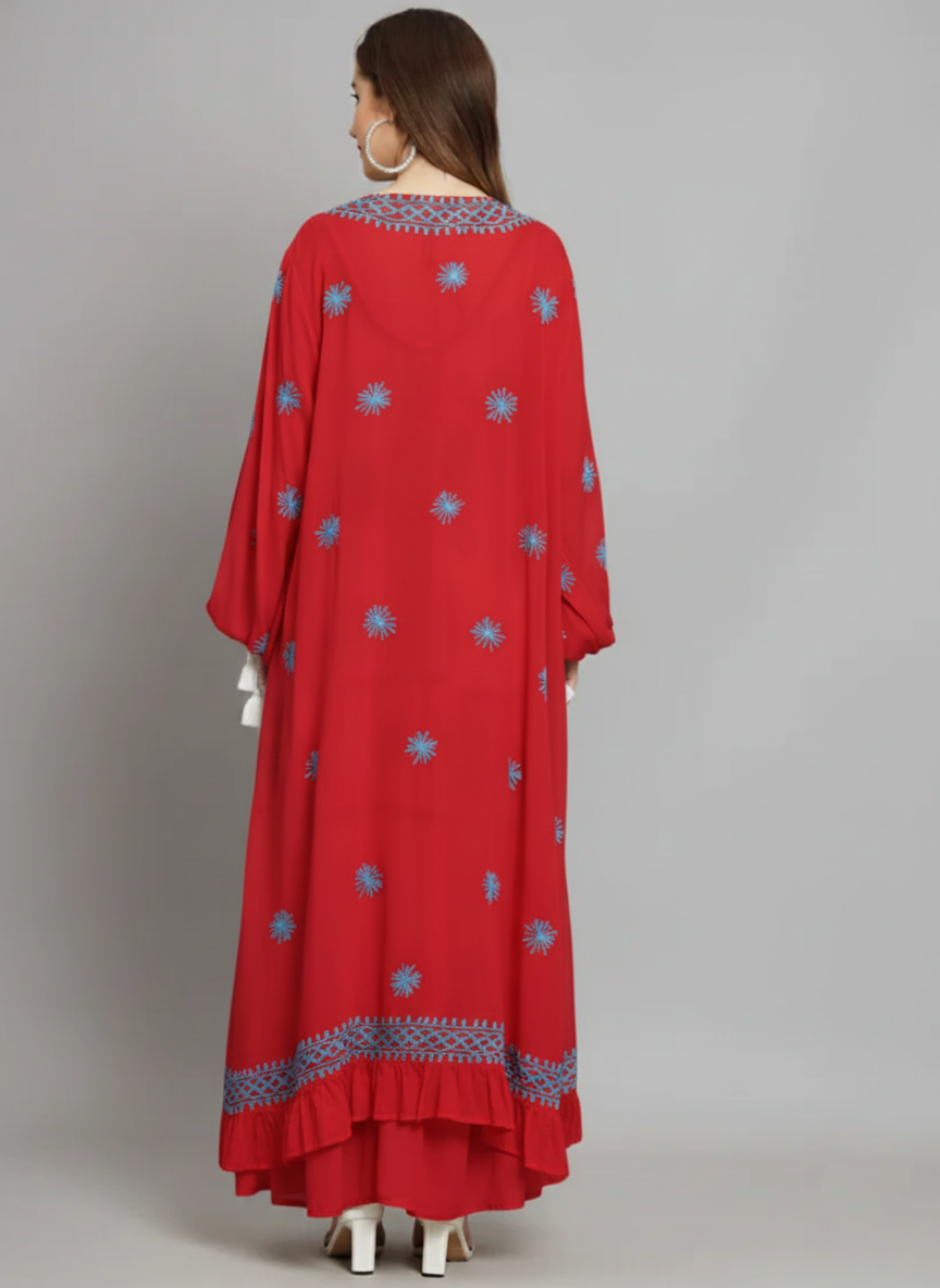Hand Embroidered Chikankari Modal Kaftan-AL3605C