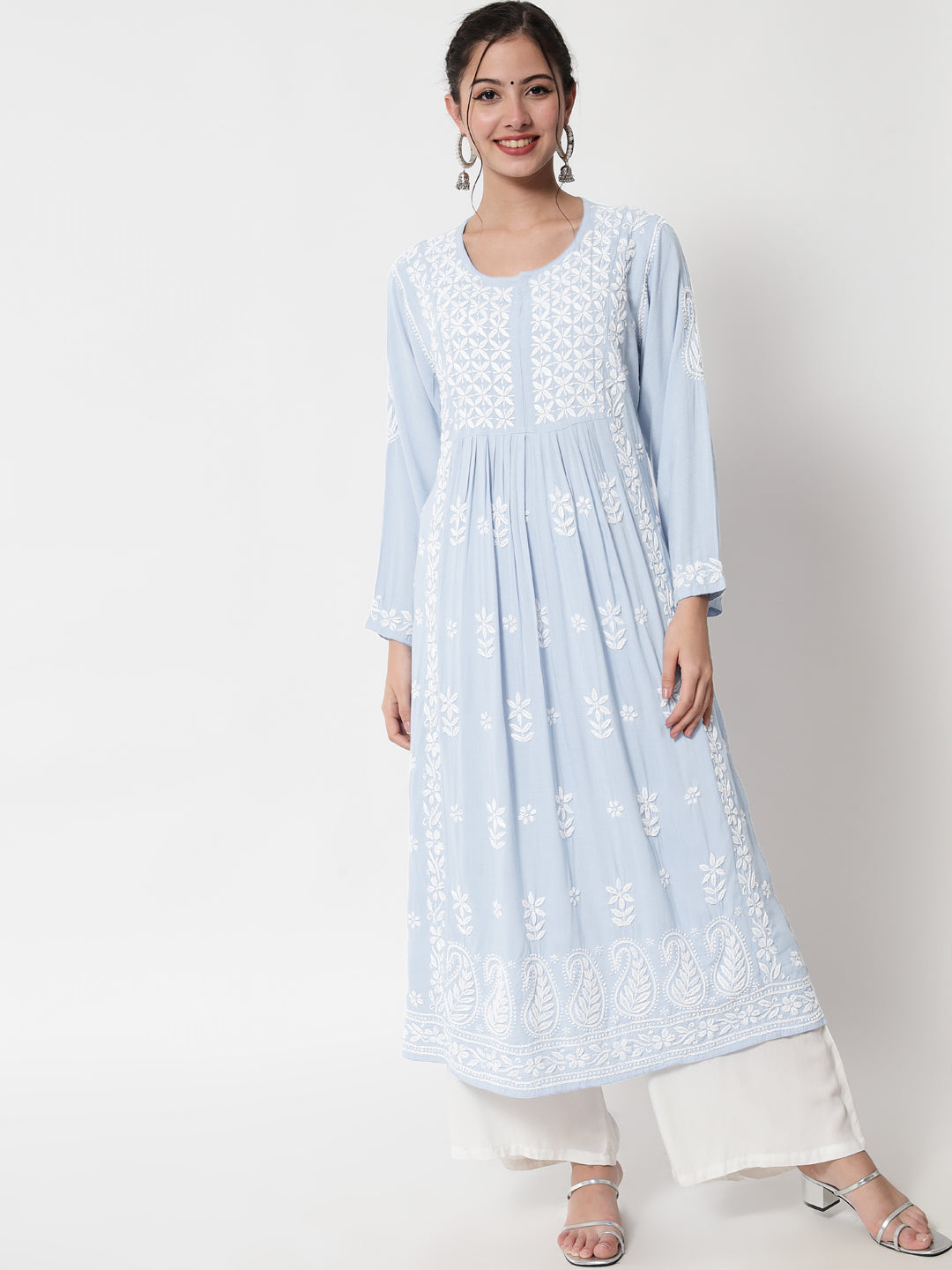 Women Hand Embroidered Chikankari Cotton Kurta-AL3549