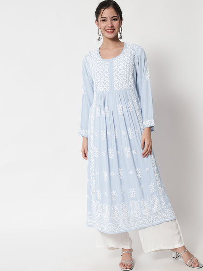 Women Hand Embroidered Chikankari Cotton Kurta-AL3549