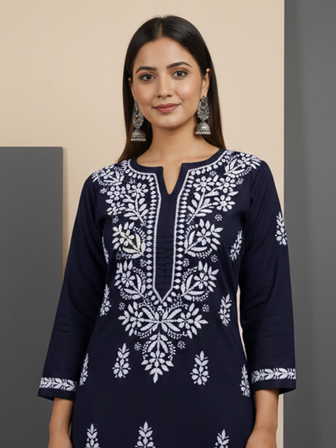 Women Hand Embroidered Chikankari Cotton Kurta Set-AL4107KS New